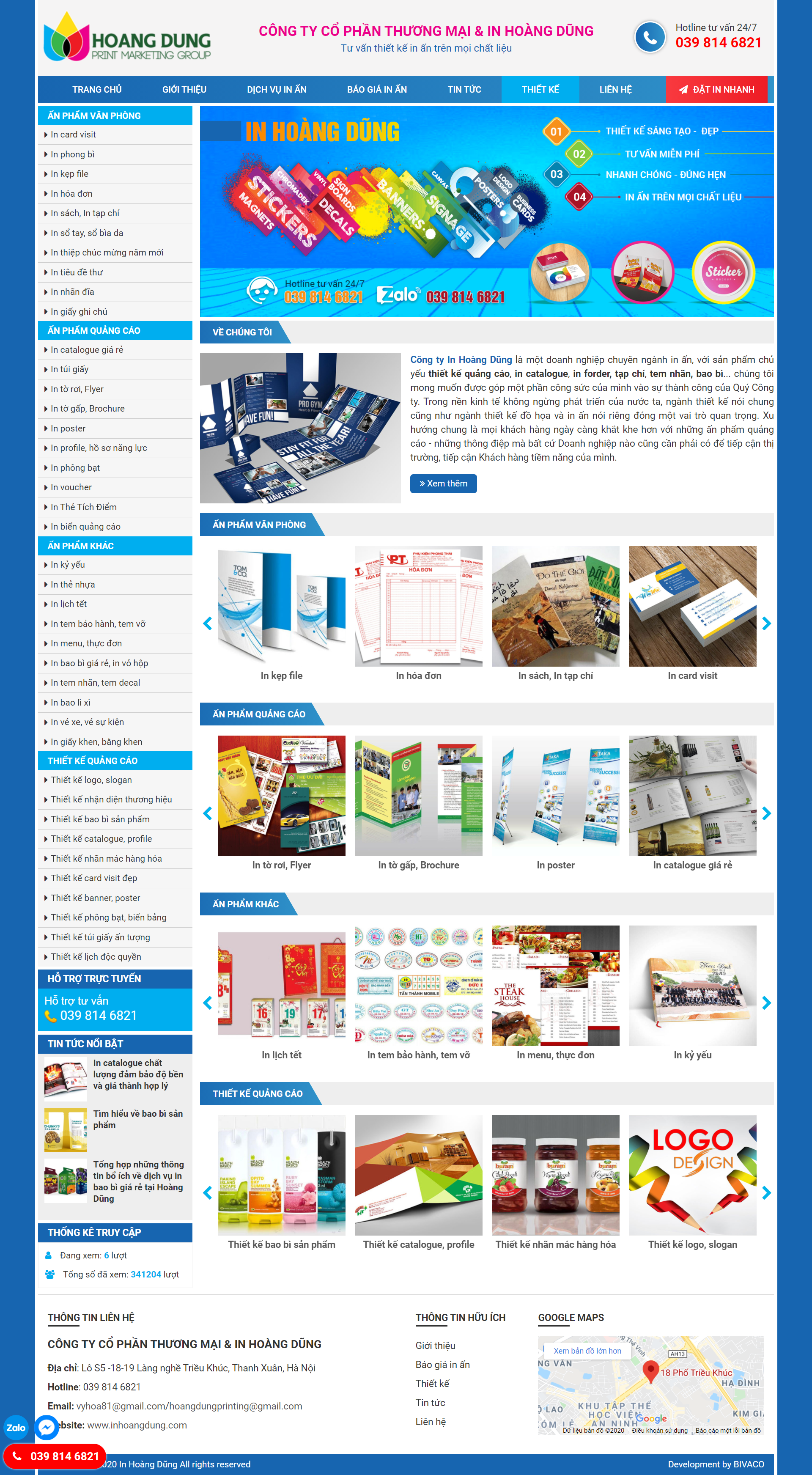 Thiết kế Web công ty in ấn inhoangdung.com