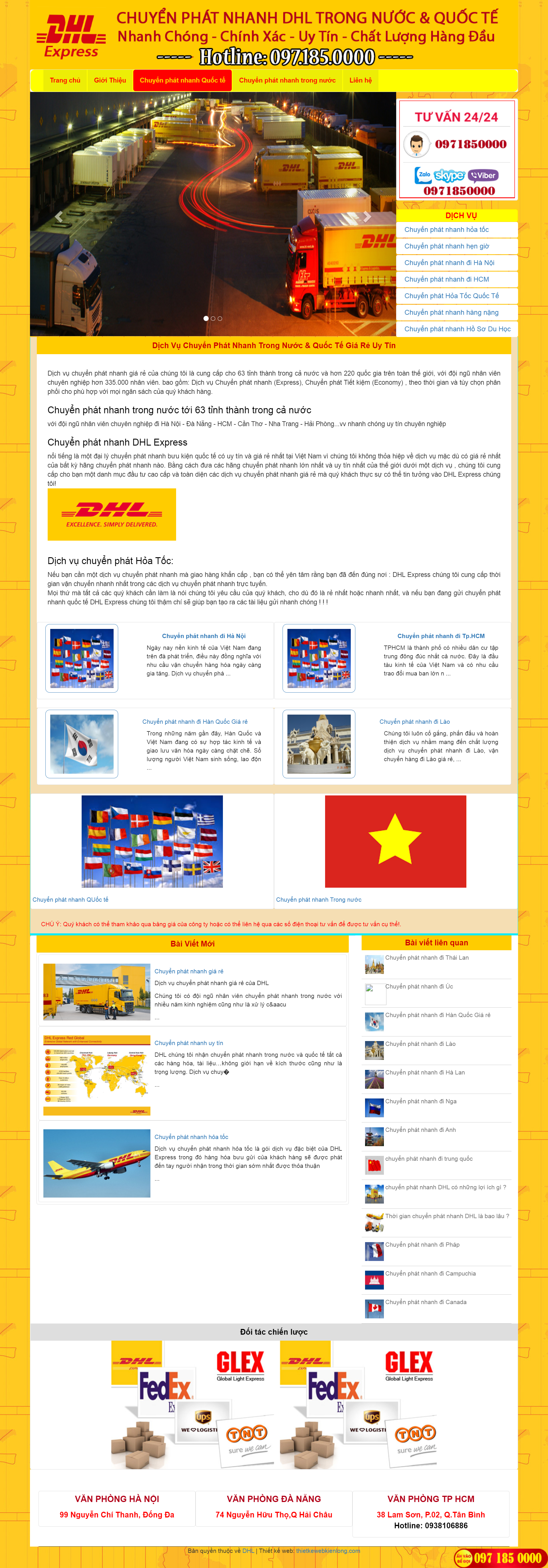 Thiết kế Web chuyển phát nhanh vanchuyendhlexpress.com