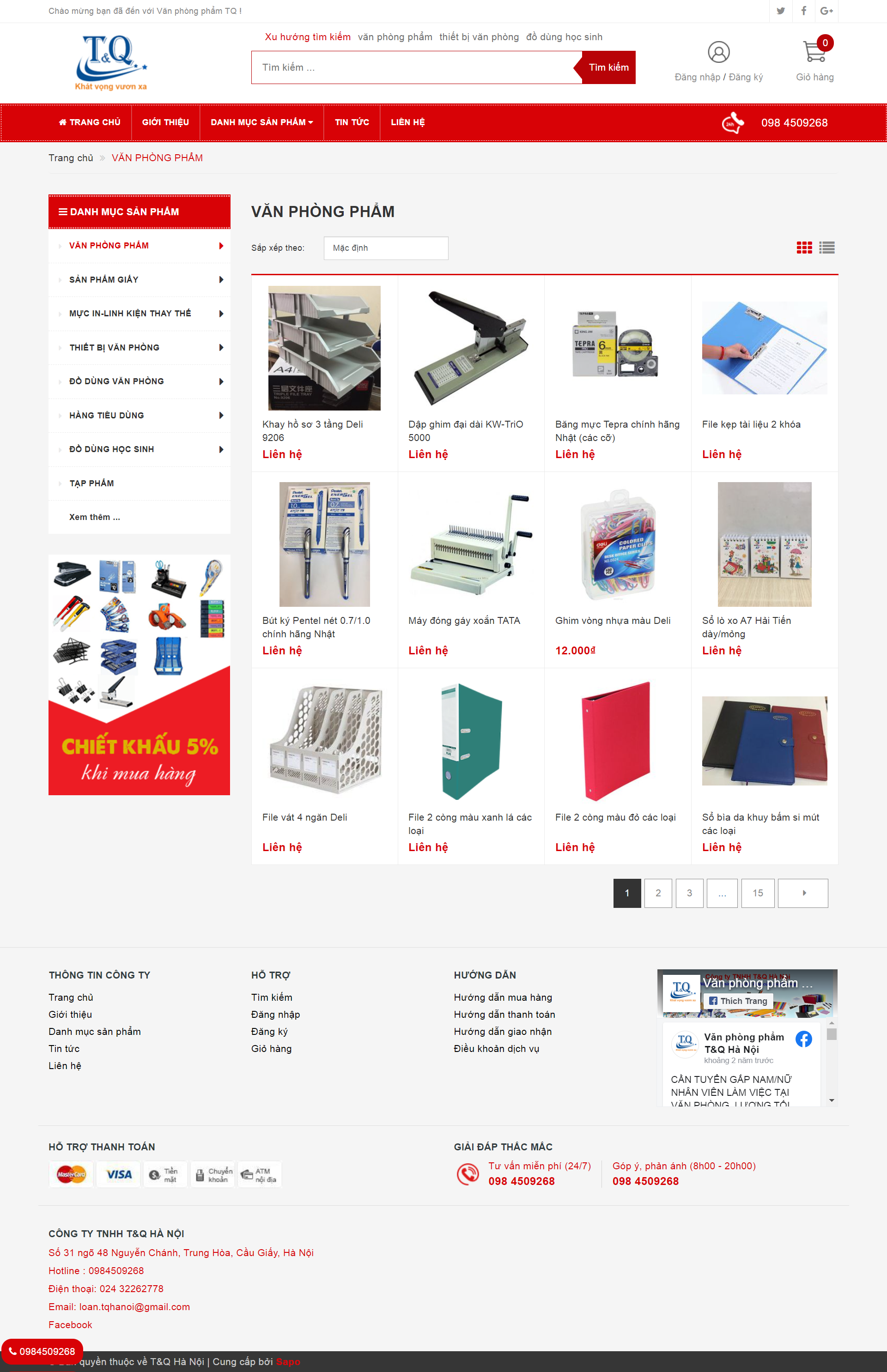 Thiết kế Web văn phòng phẩm vanphongphamtq.com