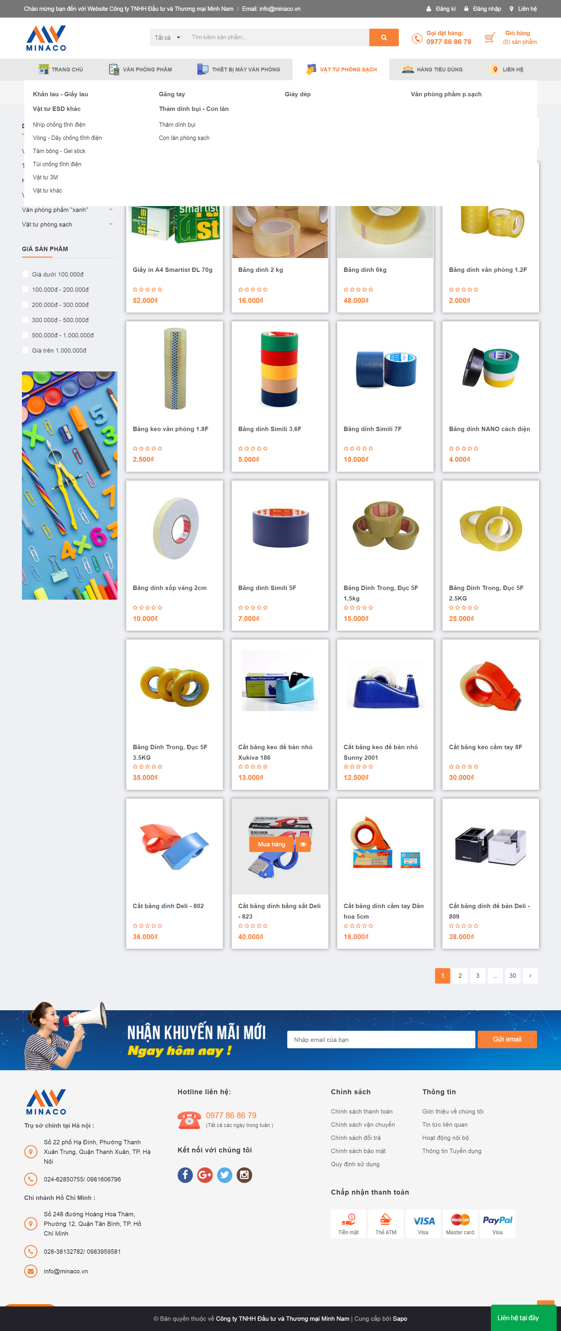 Thiết kế Web văn phòng phẩm minaco.vn