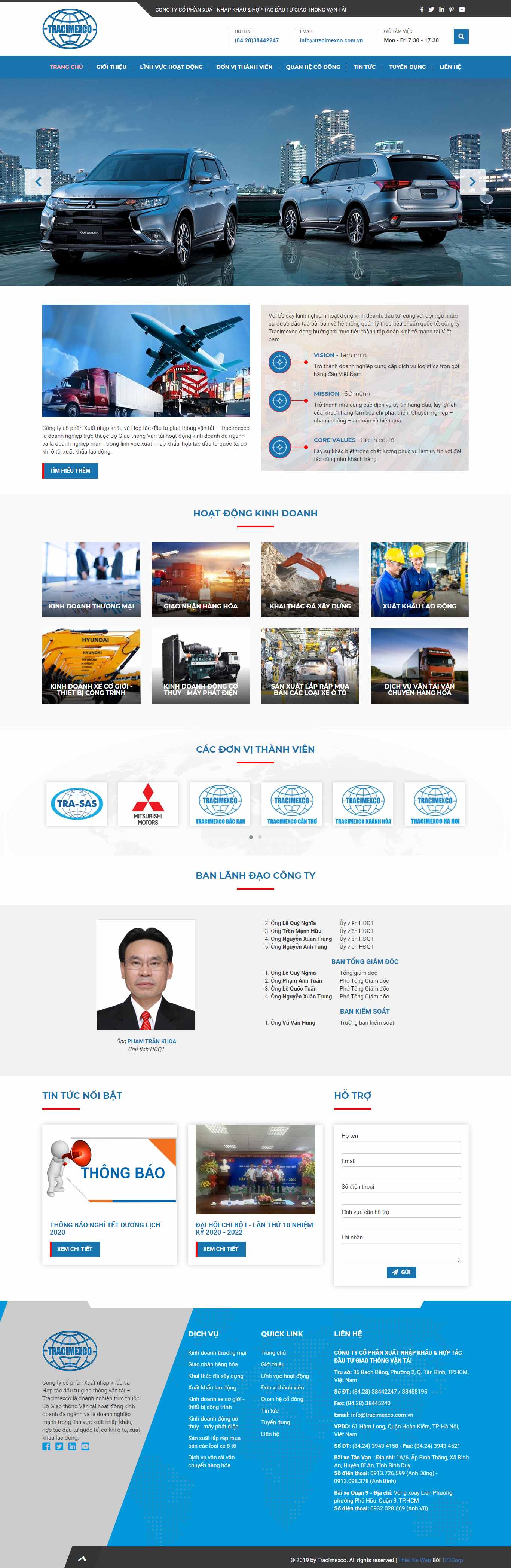 Thiết kế Web xuất nhập khẩu tracimexco.com.vn