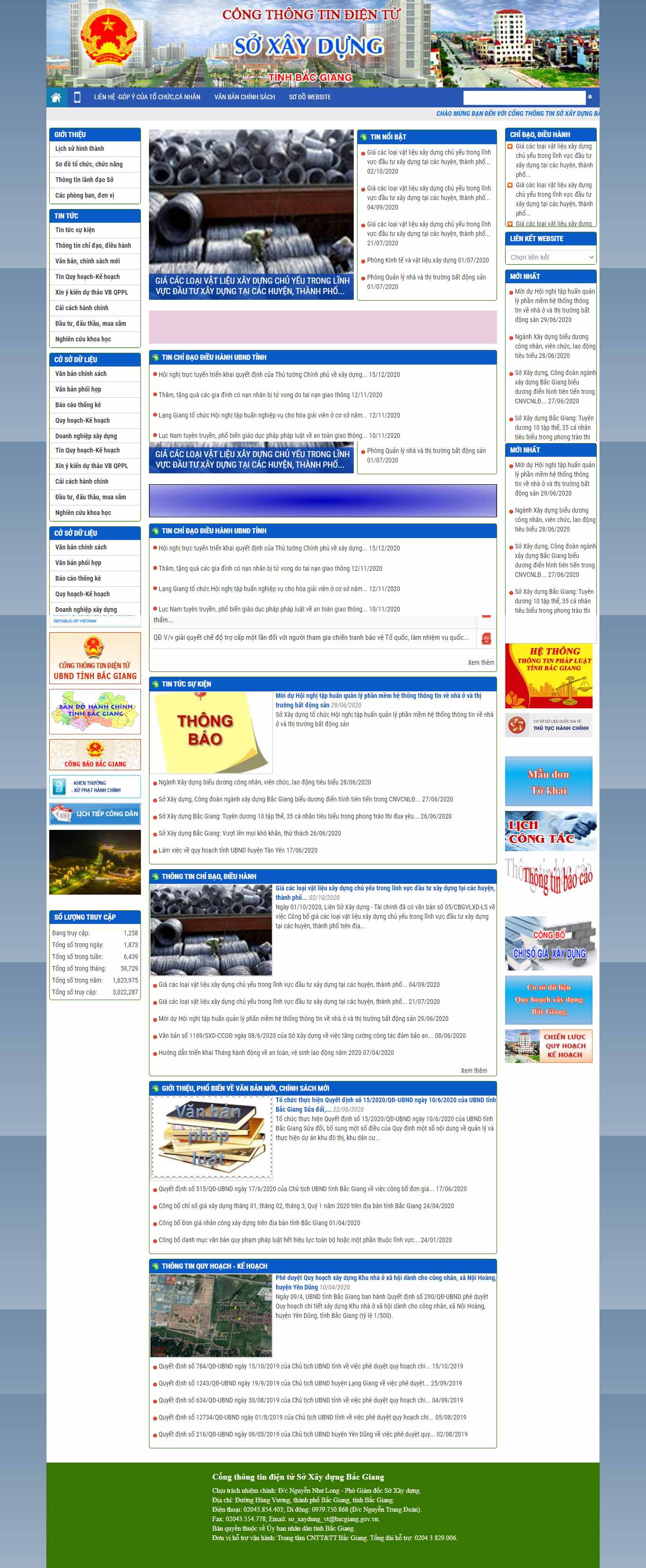 Thiết kế Web xây dựng sxd.bacgiang.gov.vn