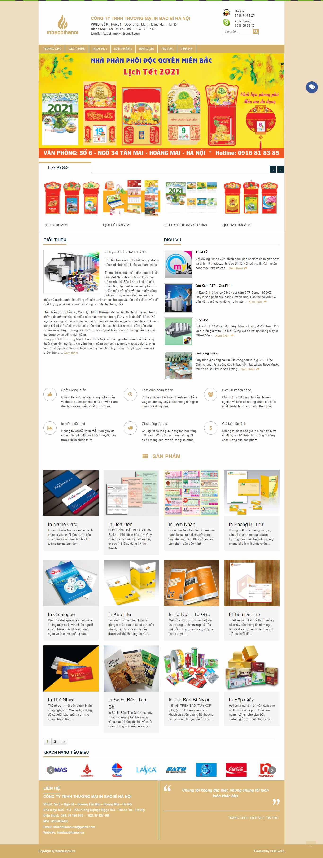 Thiết kế Web sản xuất bao bì inanbaobihanoi.vn