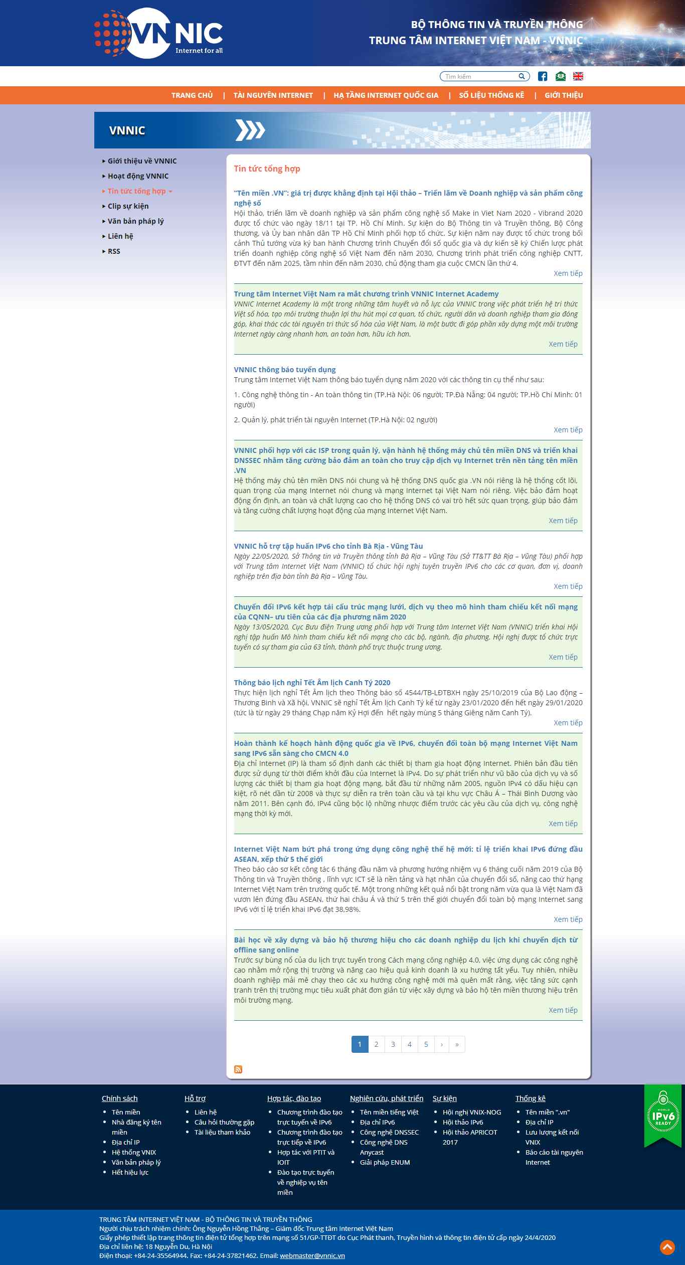 Thiết kế Web tin tức vnnic.vn
