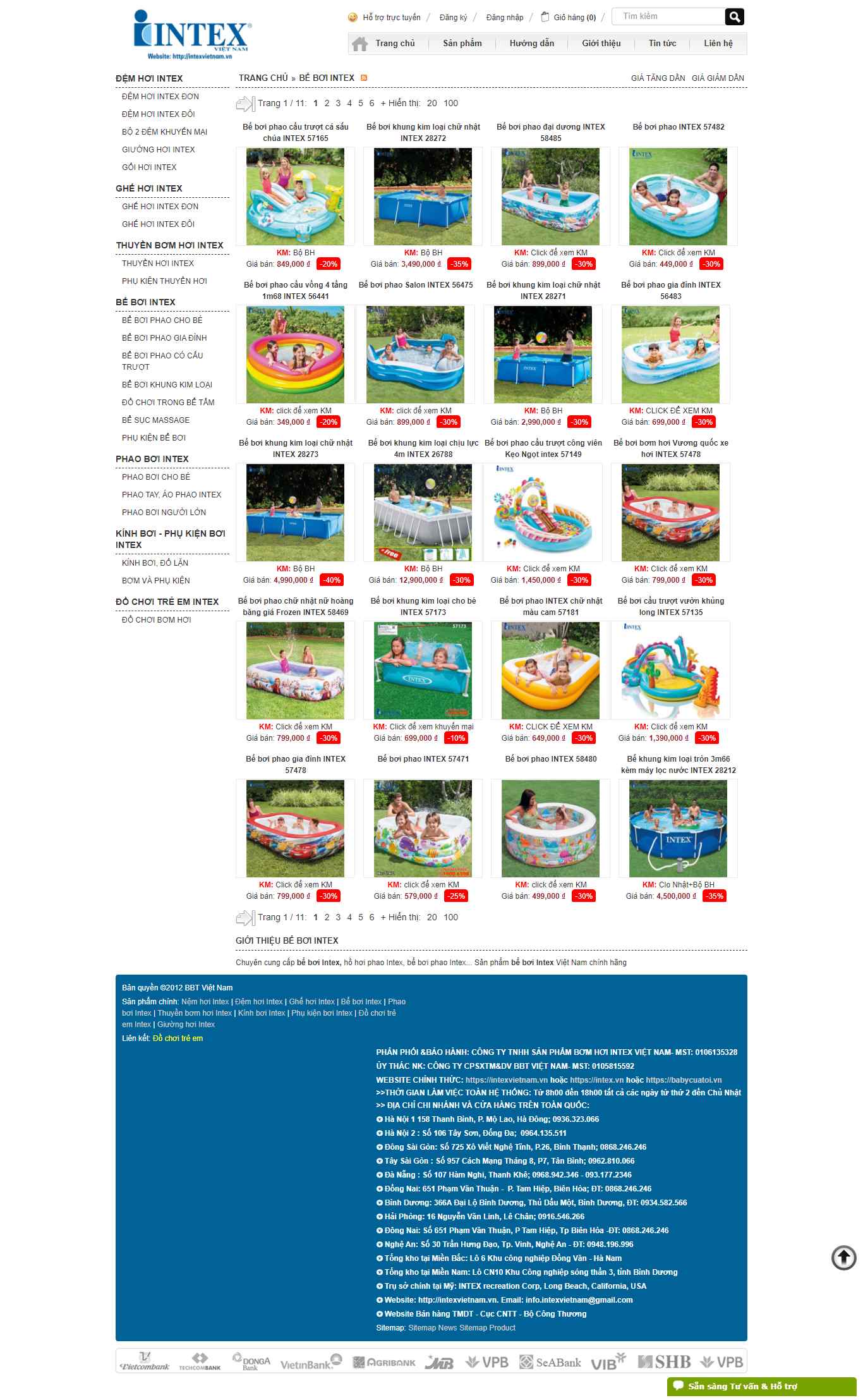 Thiết kế Web bể bơi intexvietnam.vn