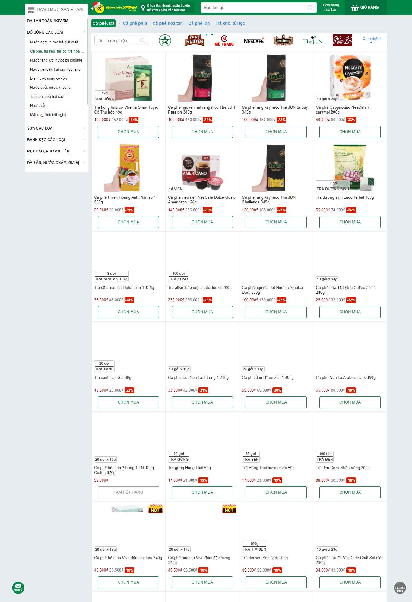 Thiết kế Web quán cà fe bachhoaxanh.com