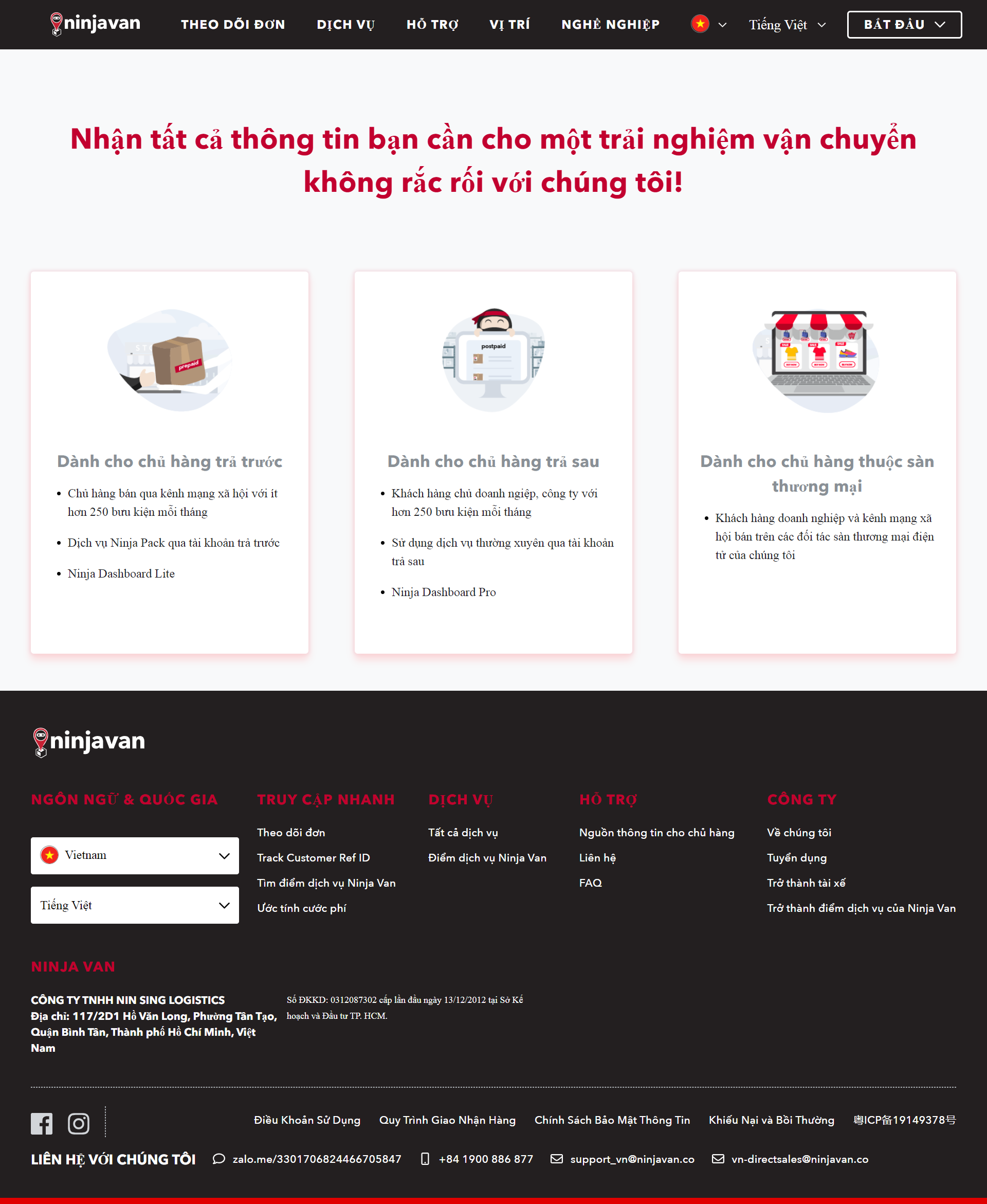 Thiết kế Web giao hàng ninjavan.co