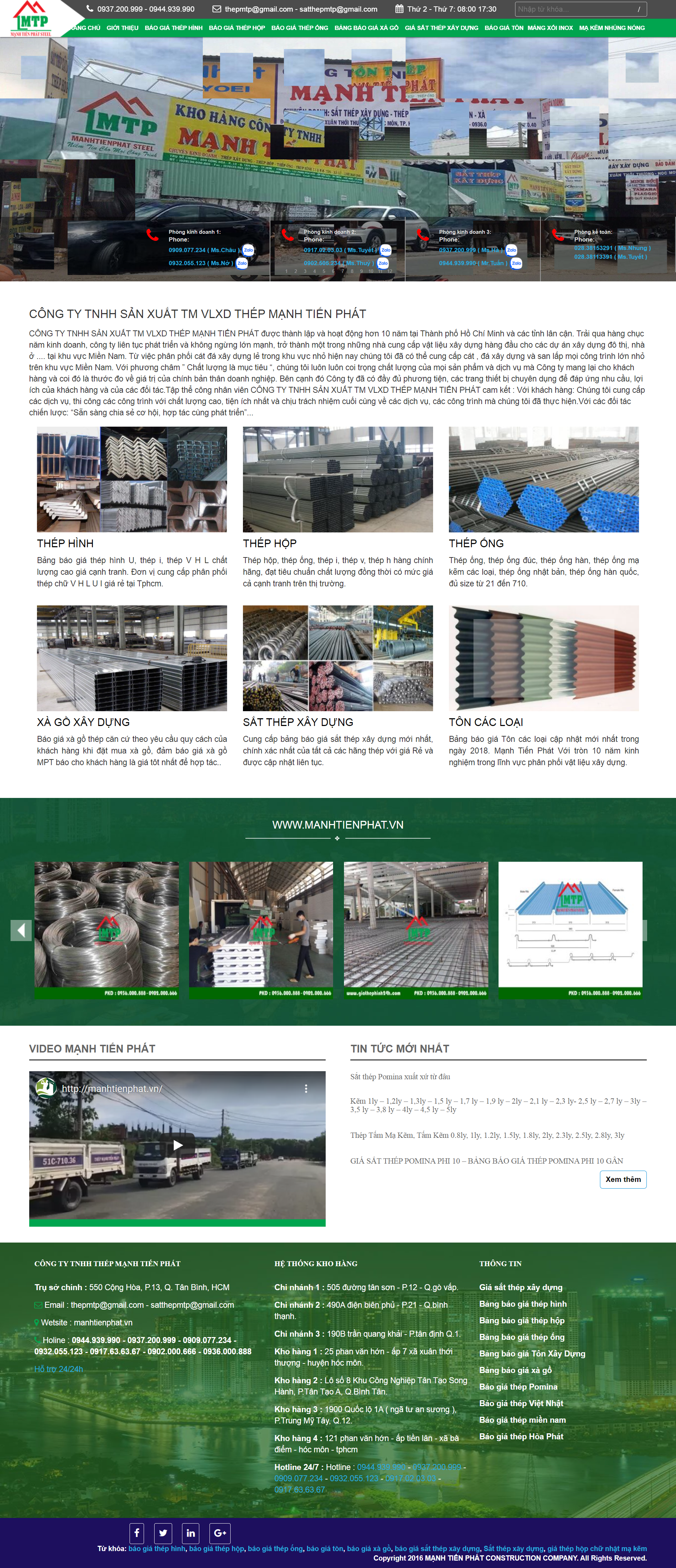 Thiết kế Web thép manhtienphat.vn