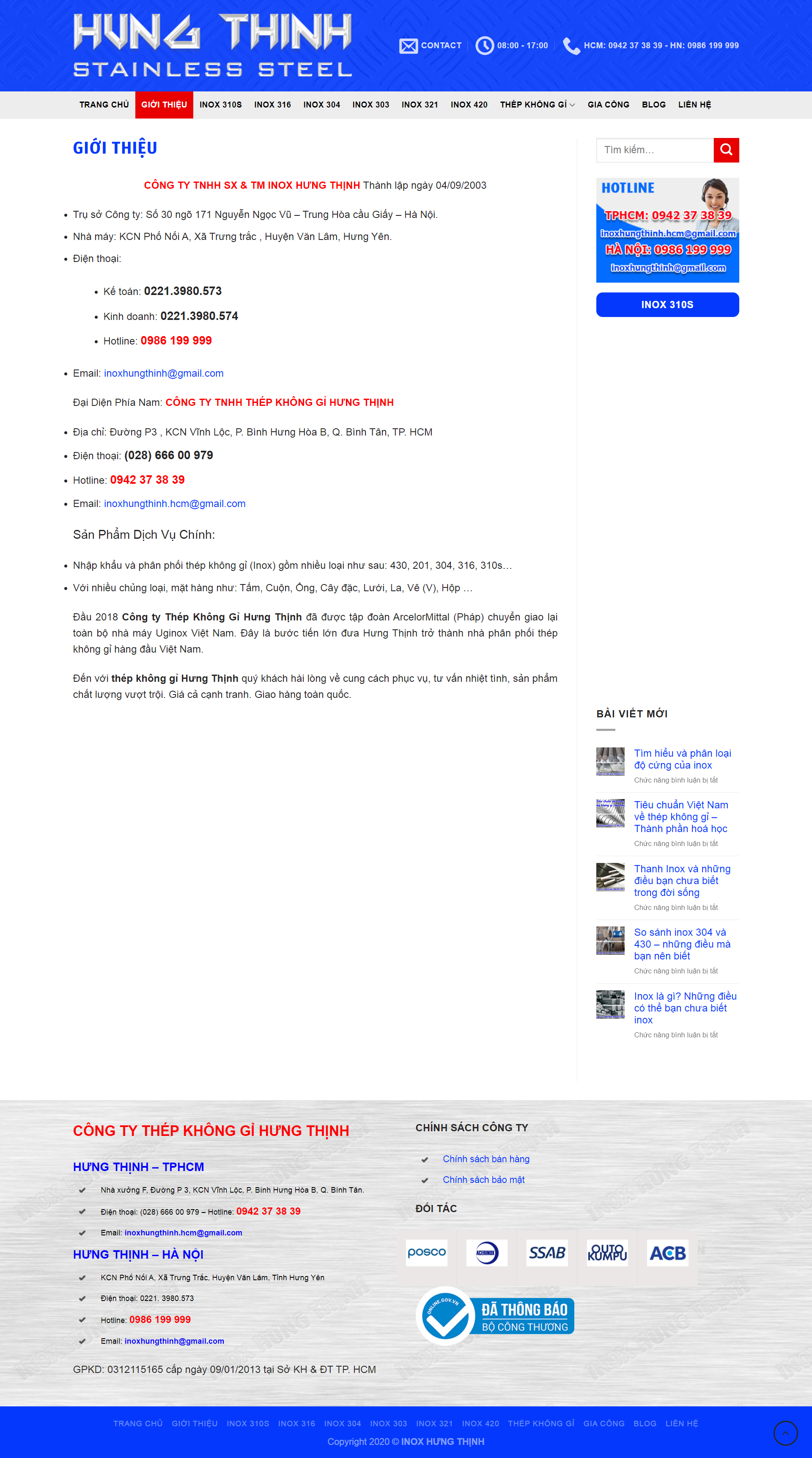 Thiết kế Web inox inoxhungthinh.vn