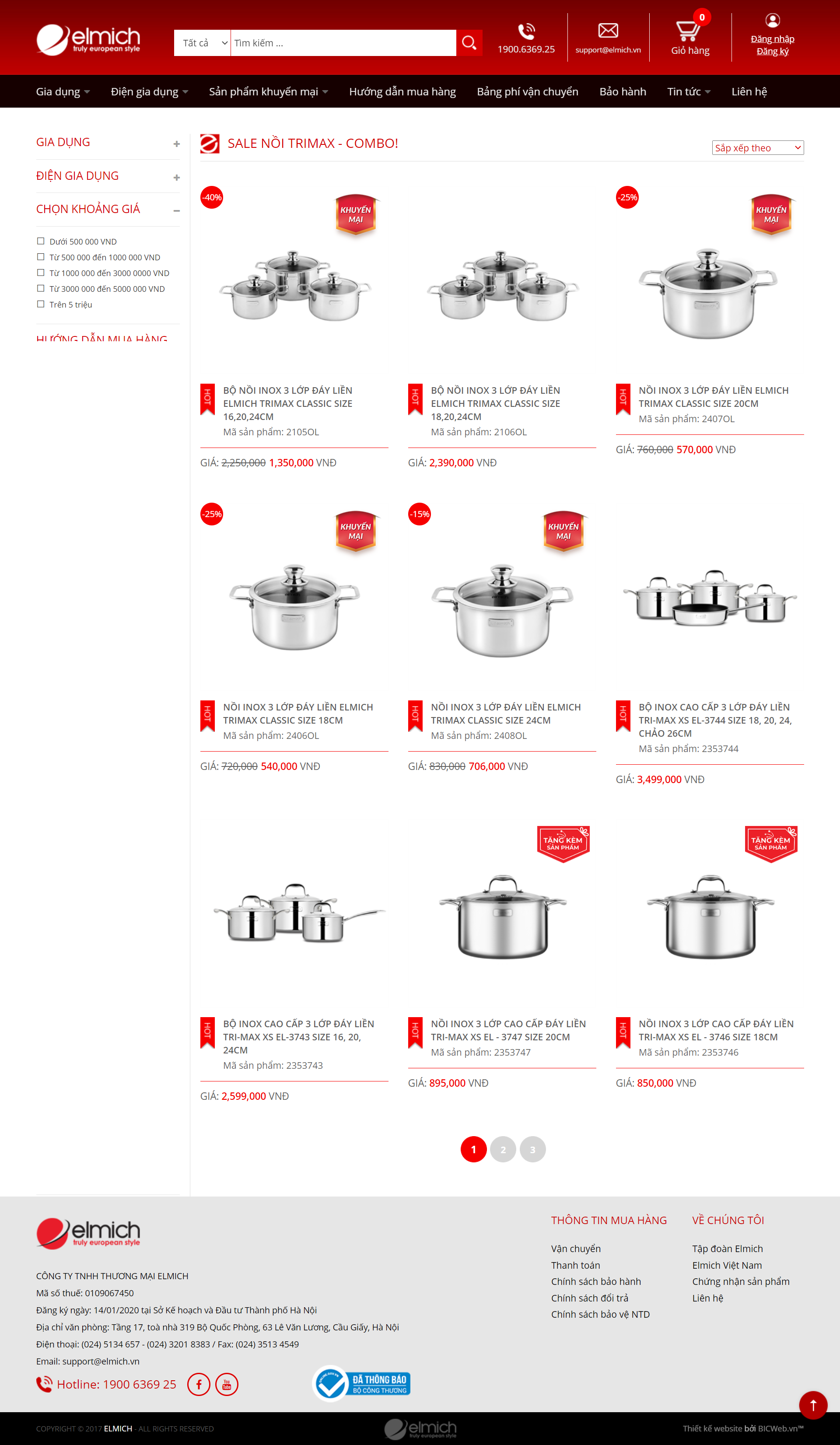 Thiết kế Web đồ gia dụng shop.elmich.vn