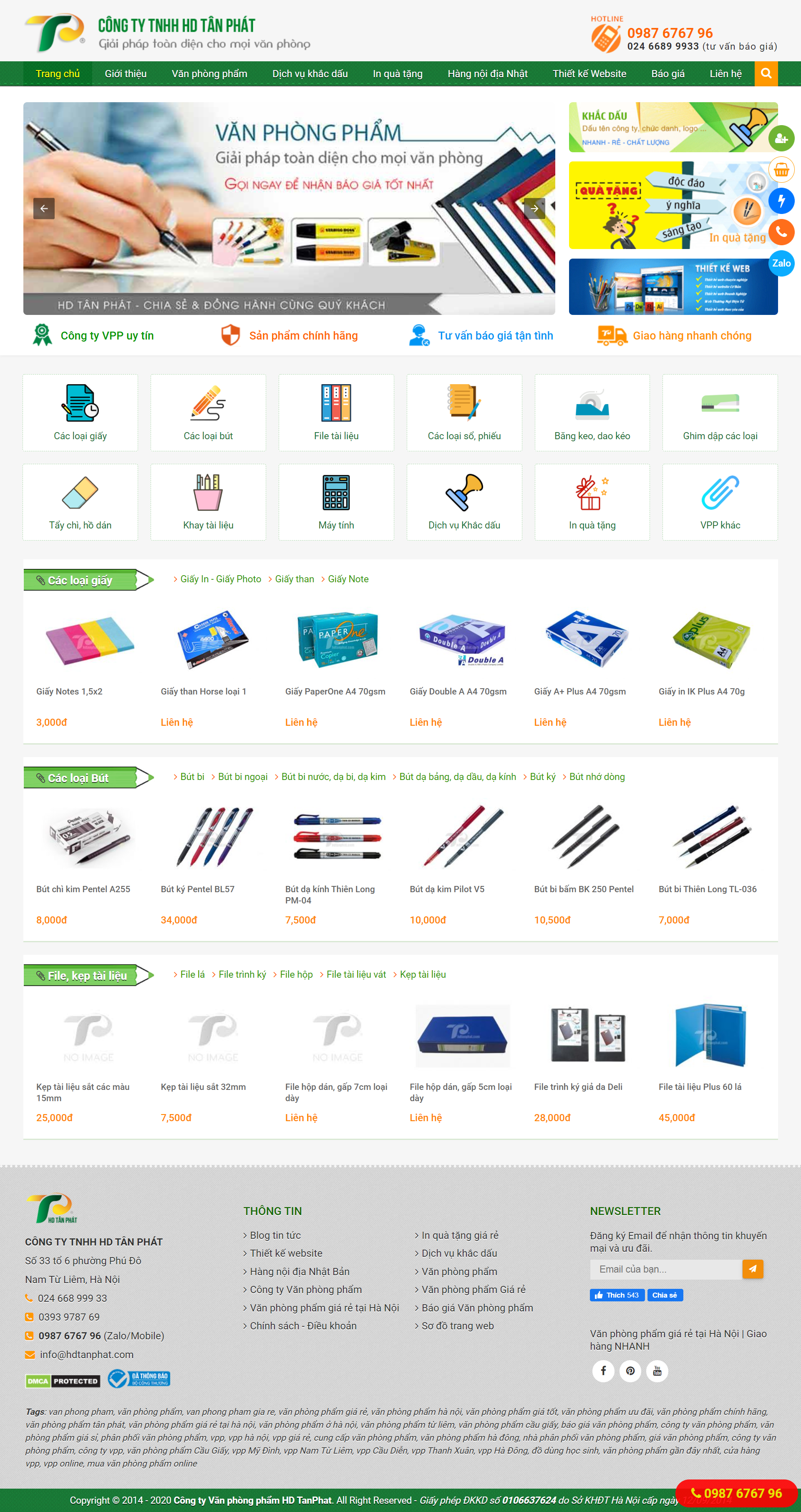 Thiết kế Web văn phòng phẩm đẹp hdtanphat.com