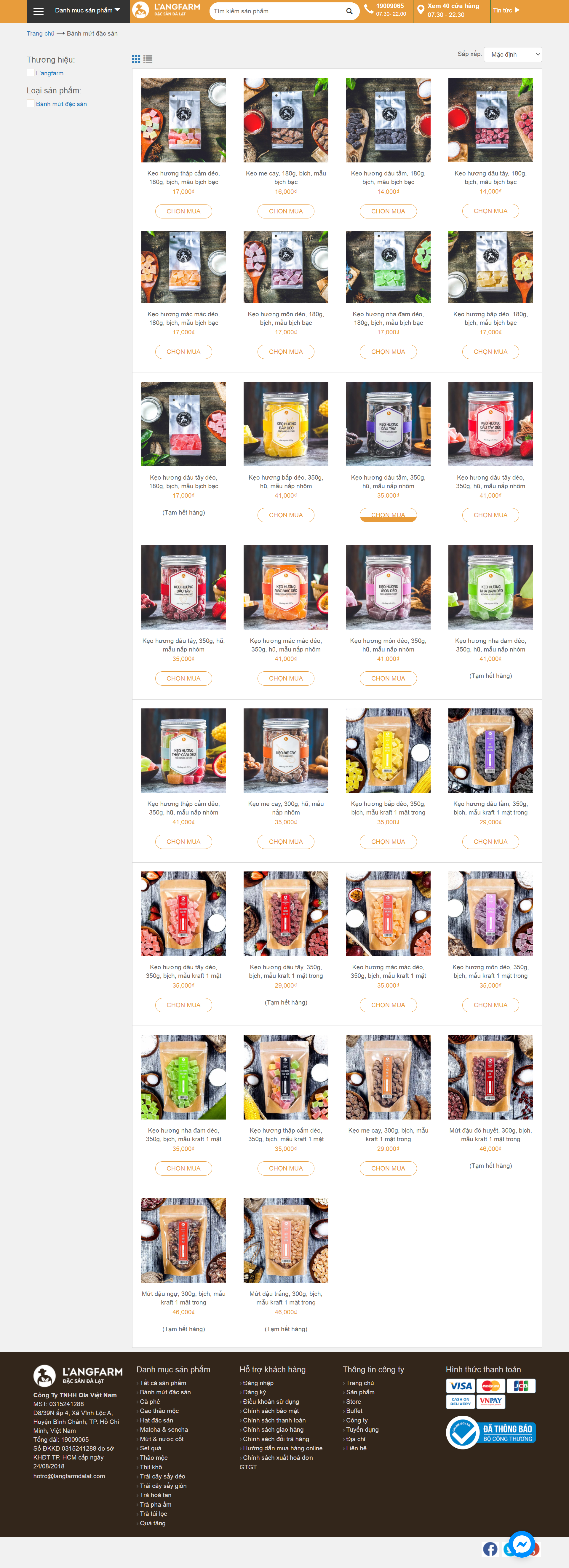 Thiết kế Web bánh kẹo langfarmstore.com