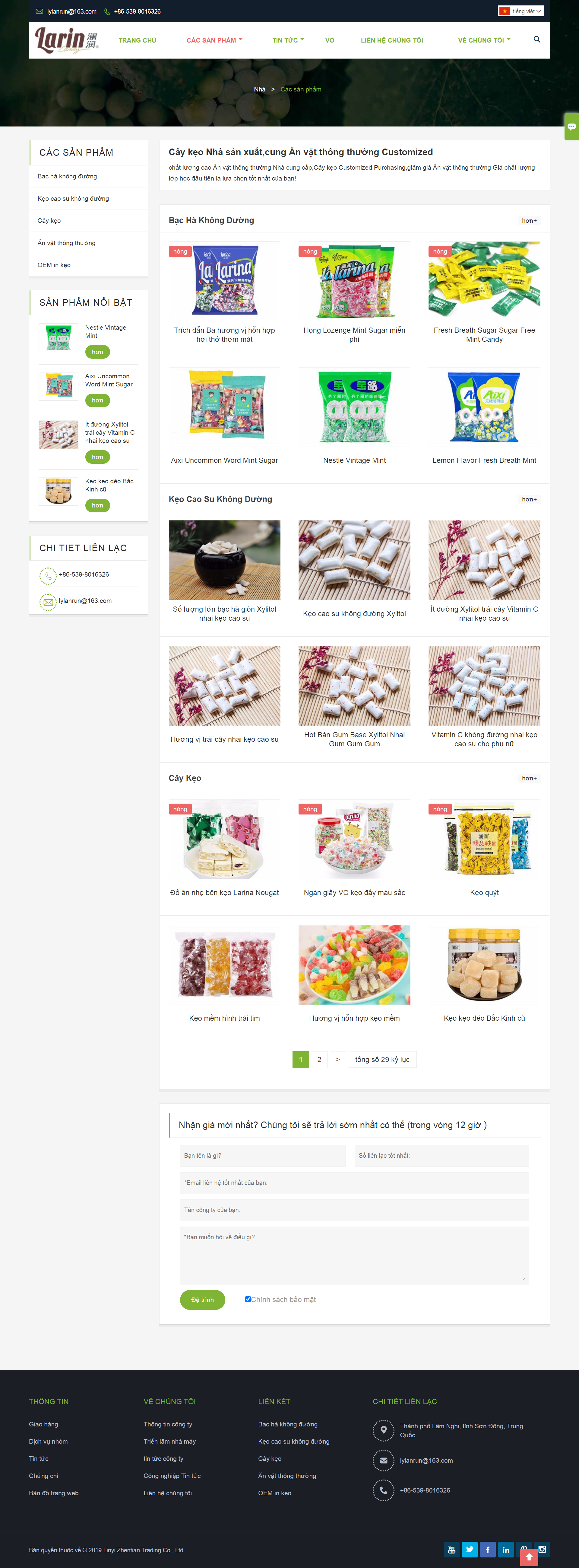 Thiết kế Web bánh kẹo vi.larincandy.com