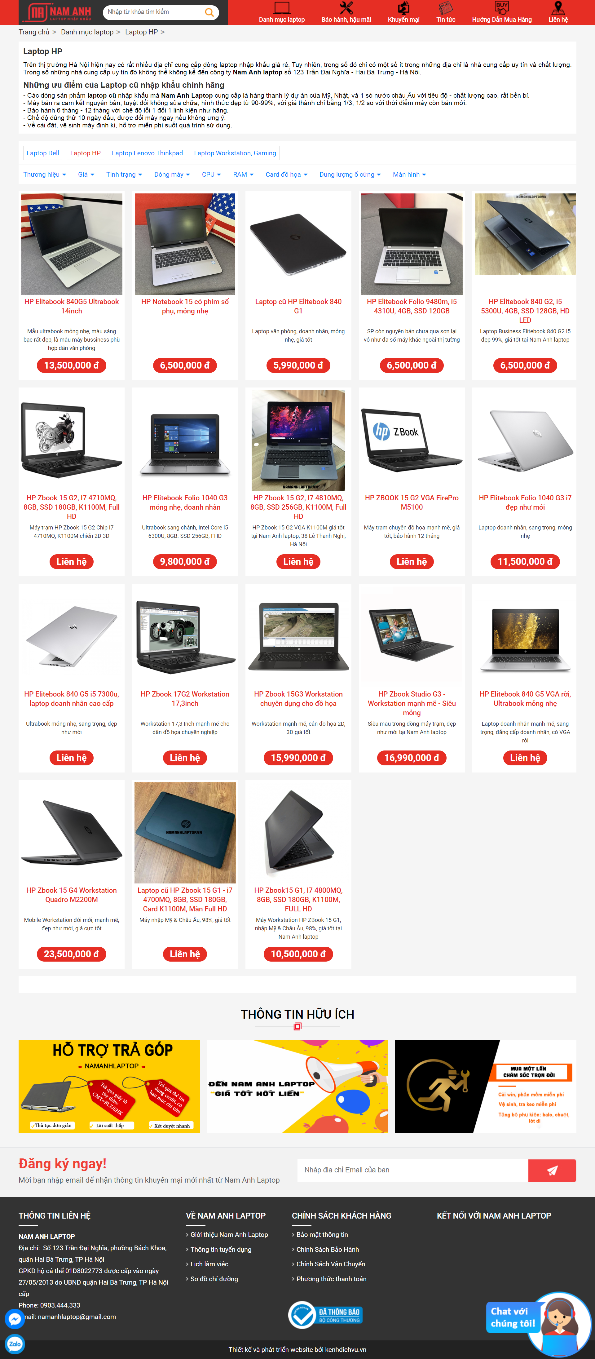 Thiết kế Web bán laptop namanhlaptop.vn