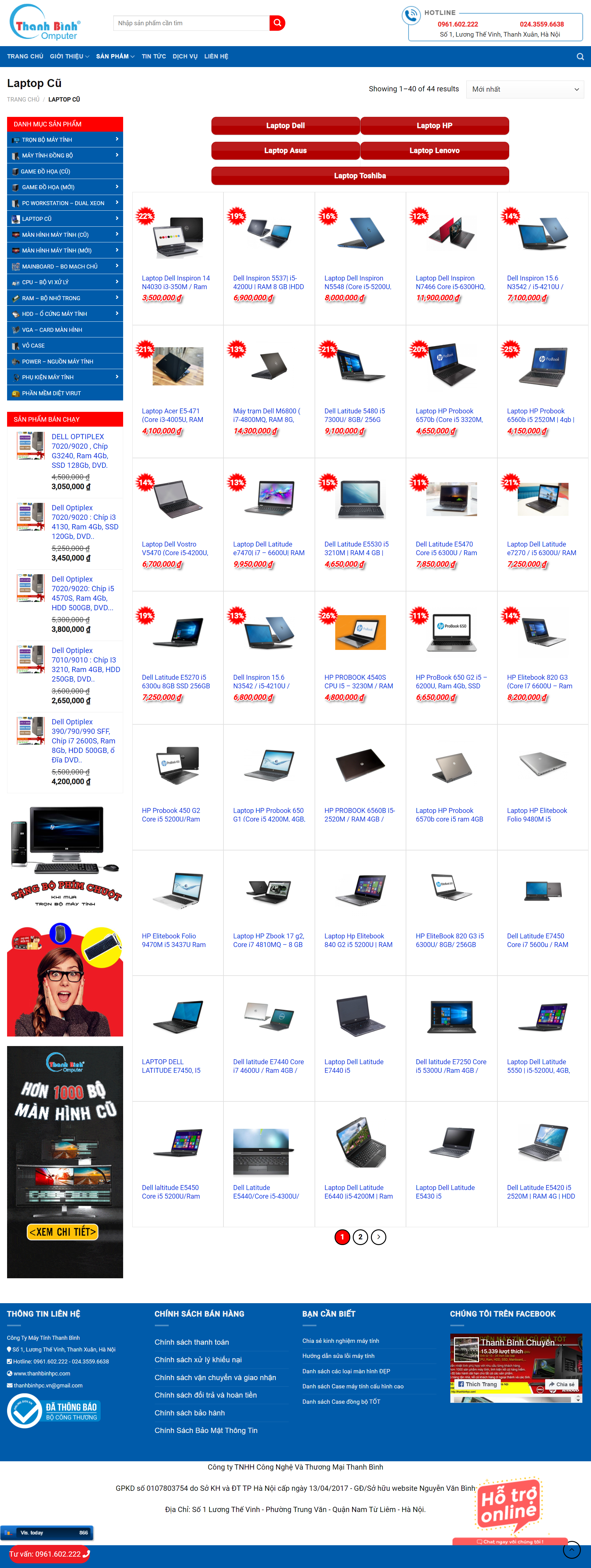 Thiết kế Web bán laptop thanhbinhpc.com