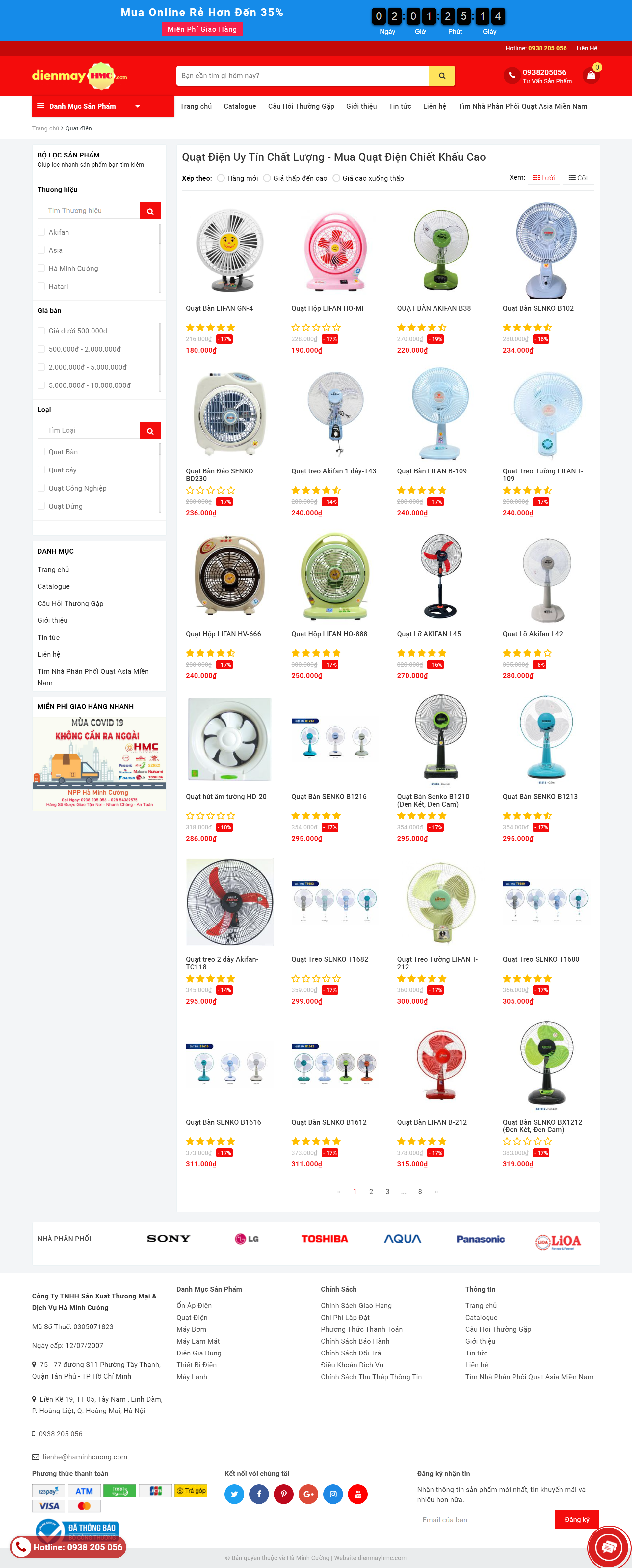 Thiết kế Web bán quạt dienmayhmc.com