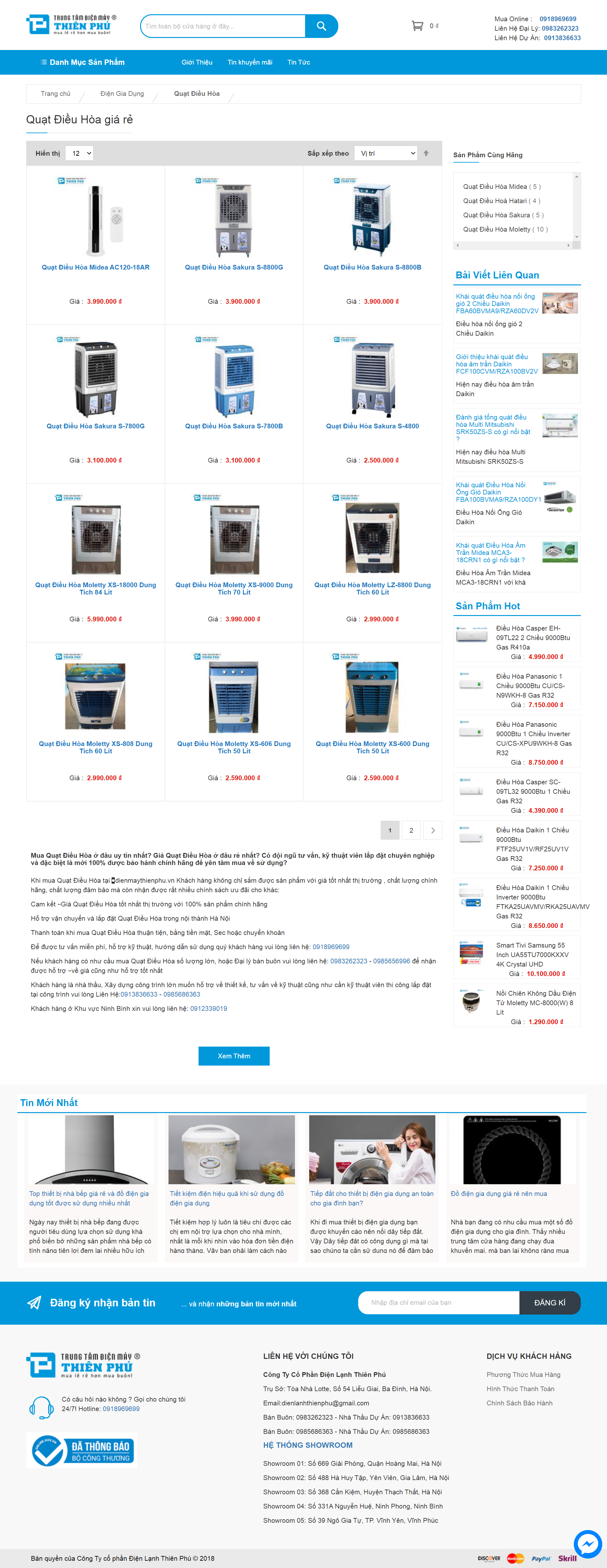 Thiết kế Web bán quạt dienmaythienphu.vn