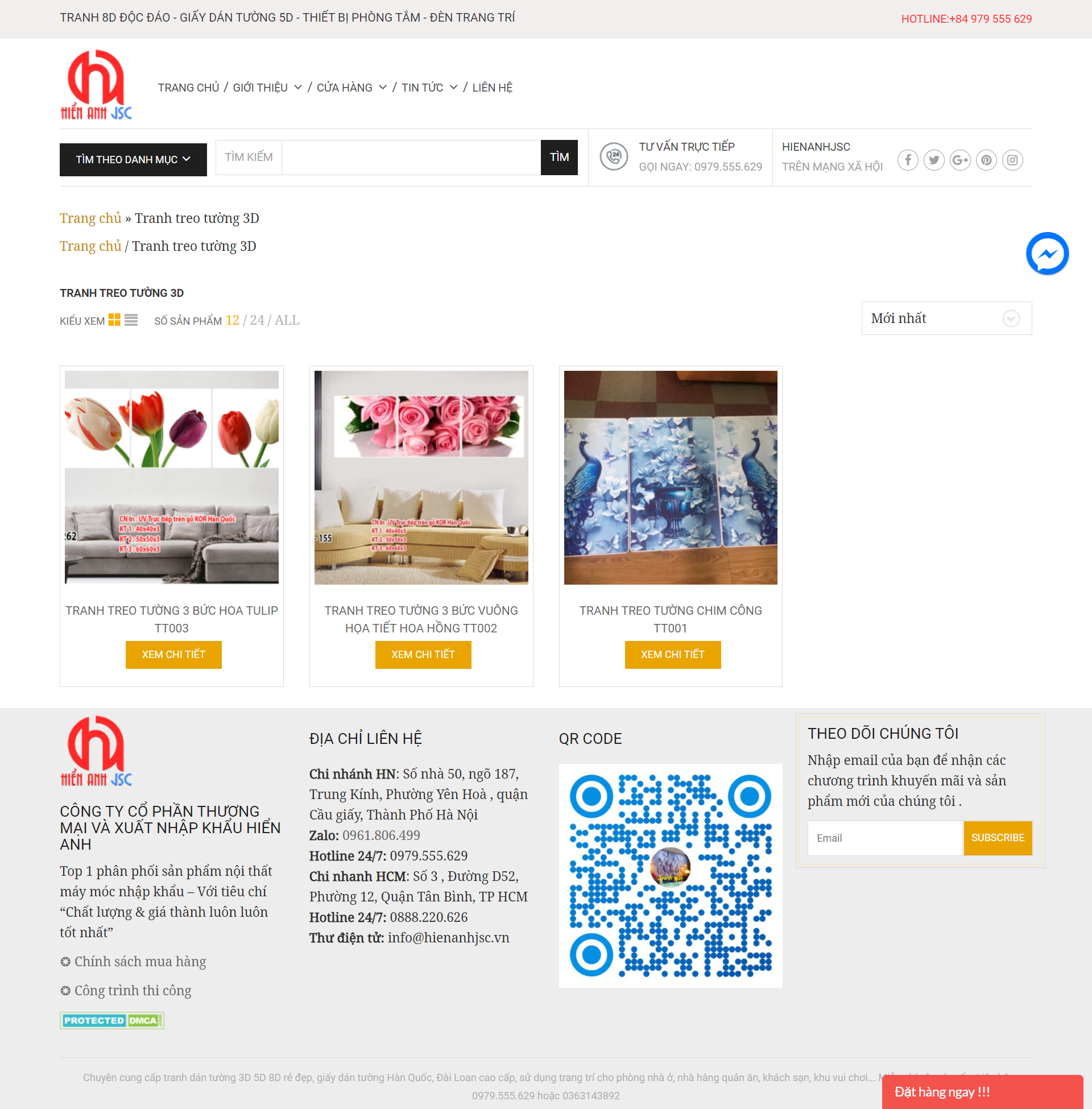 Thiết kế Web bán tranh 3d hienanhjsc.vn