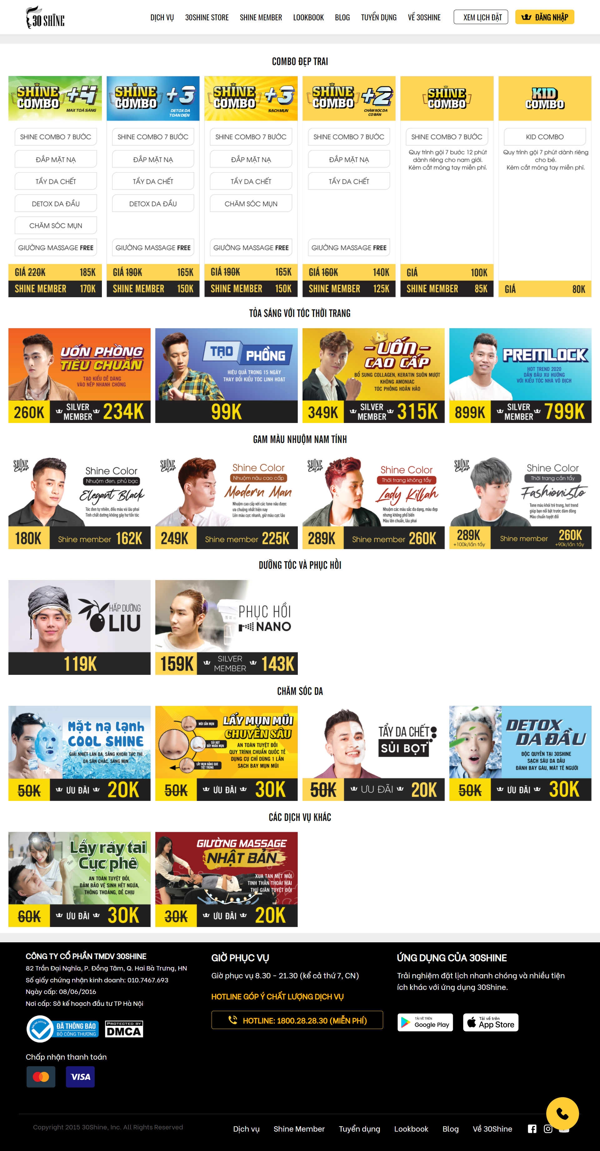 Thiết kế Web salon tóc 30shine.com