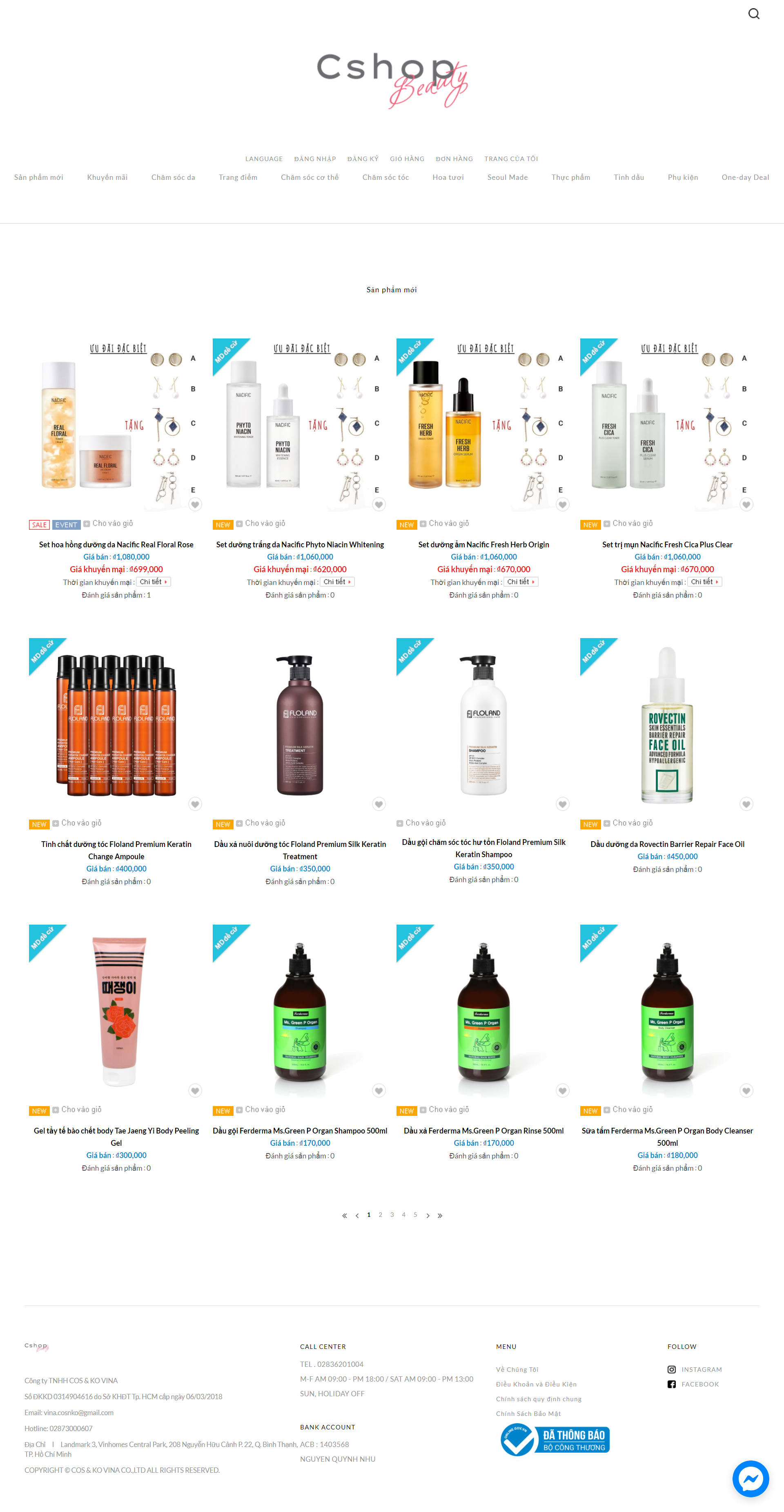 Thiết kế Web mỹ phẩm làm đẹp cshopbeauty.vn