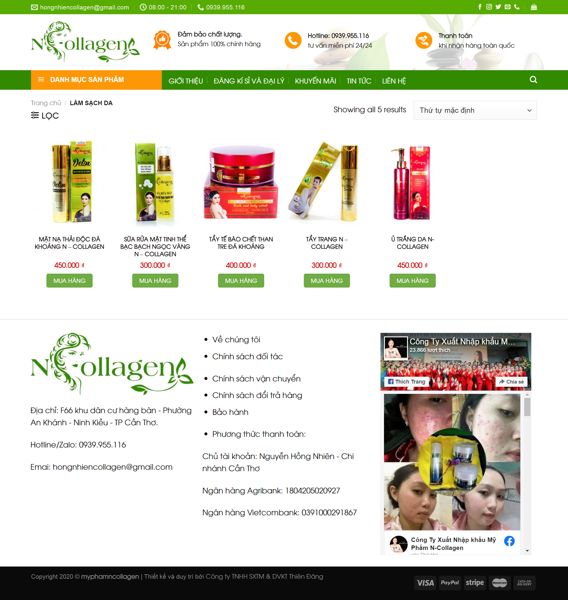 Thiết kế Web mỹ phẩm làm đẹp ncollagen.vn