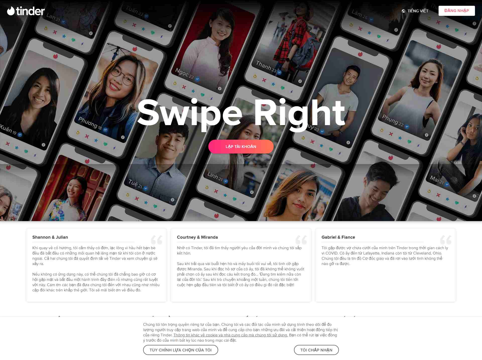 Thiết kế Web hẹn hò tinder.com