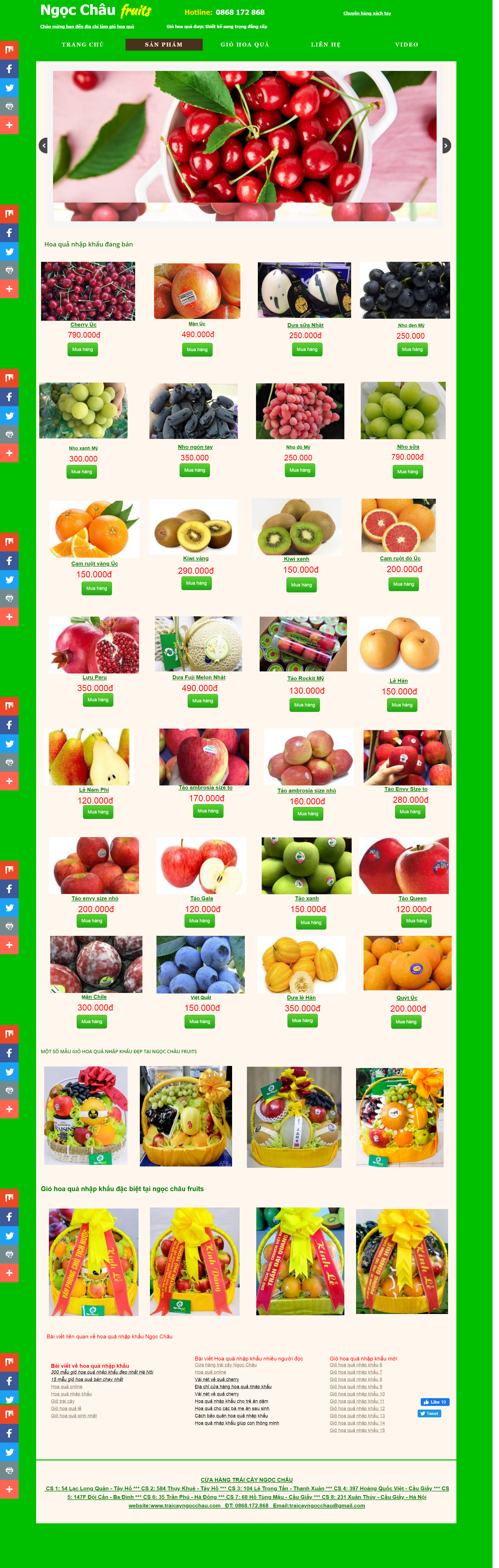 Thiết kế Web bán hoa quả sạch traicayngocchau.com