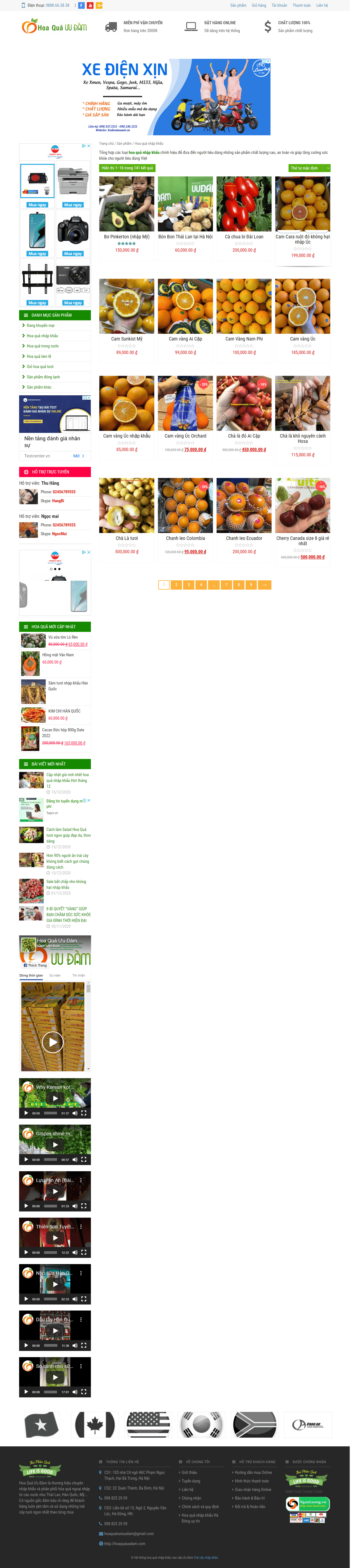 Thiết kế Web bán hoa quả sạch hoaquauudam.com