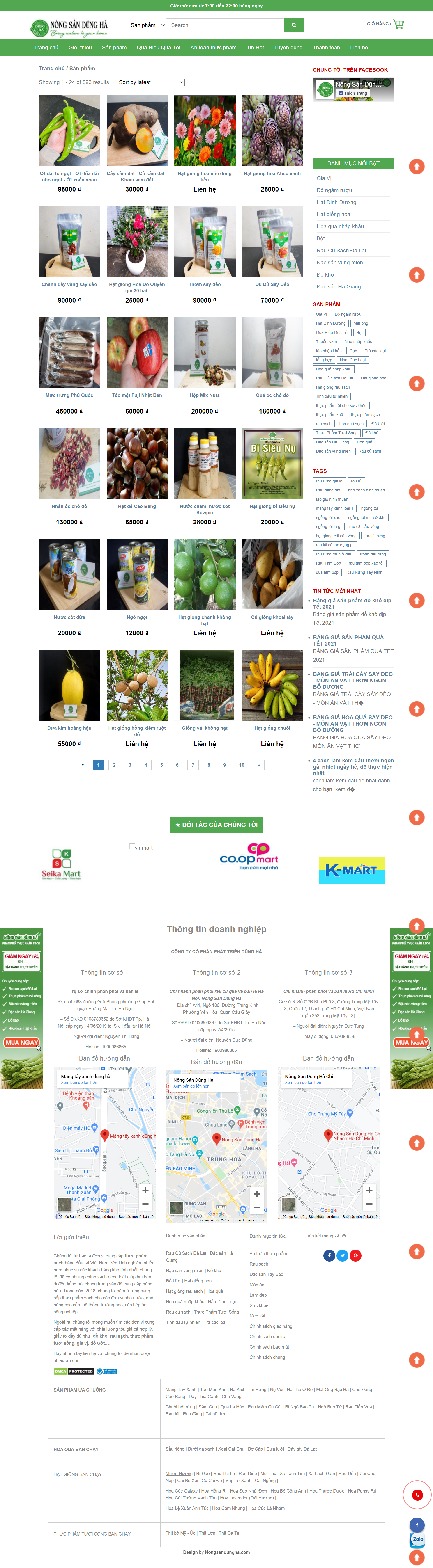 Thiết kế Web bán hoa quả sạch nongsandungha.com