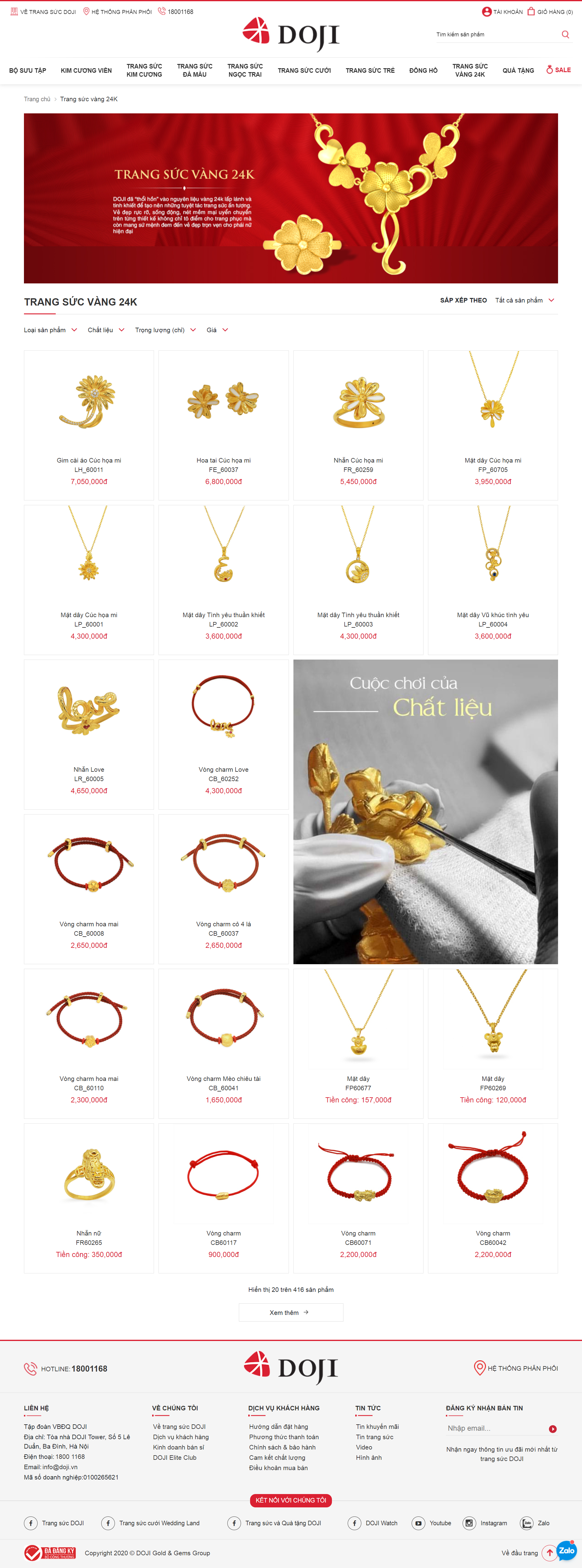 Thiết kế Web vàng bạc trangsuc.doji.vn