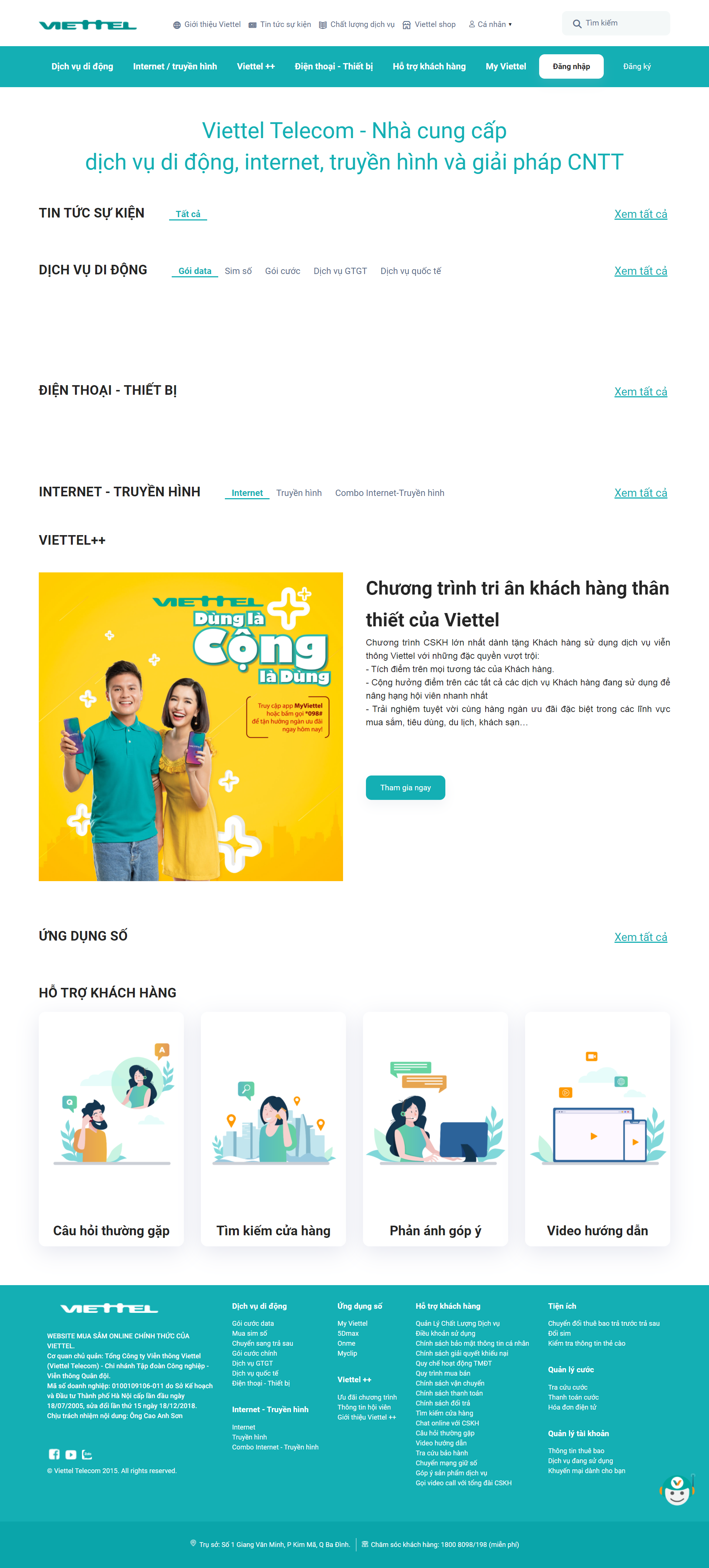 Thiết kế Web viễn thông vietteltelecom.vn