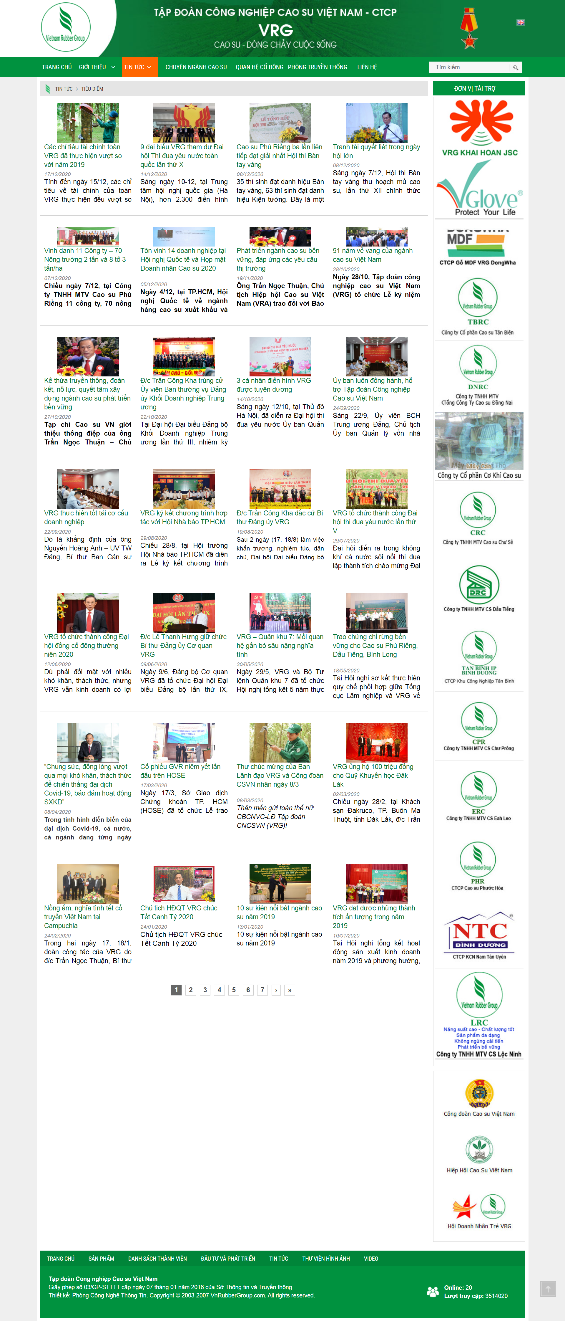 Thiết kế Web tập đoàn vnrubbergroup.com