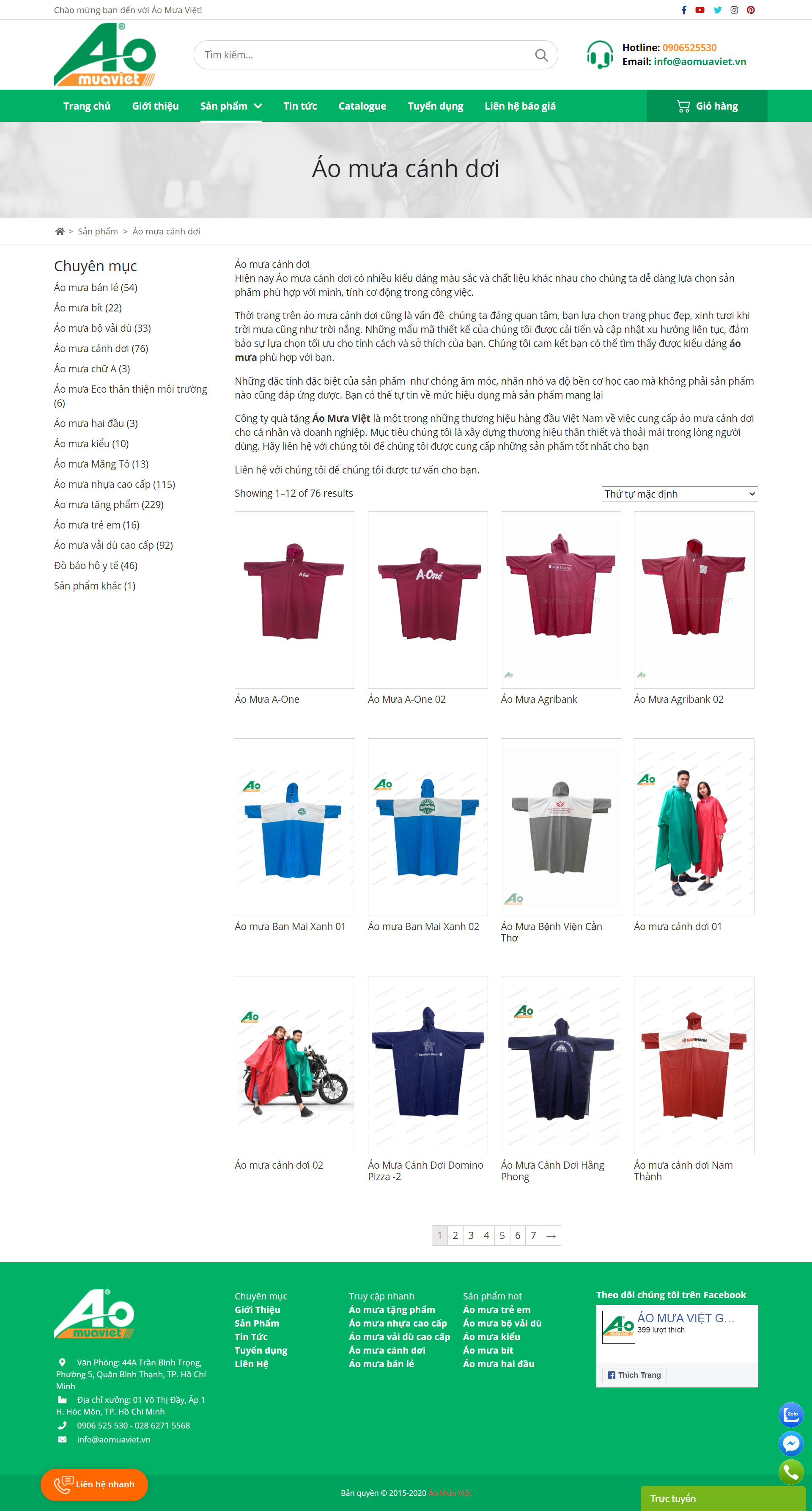Thiết kế Web bán áo mưa aomuaviet.vn