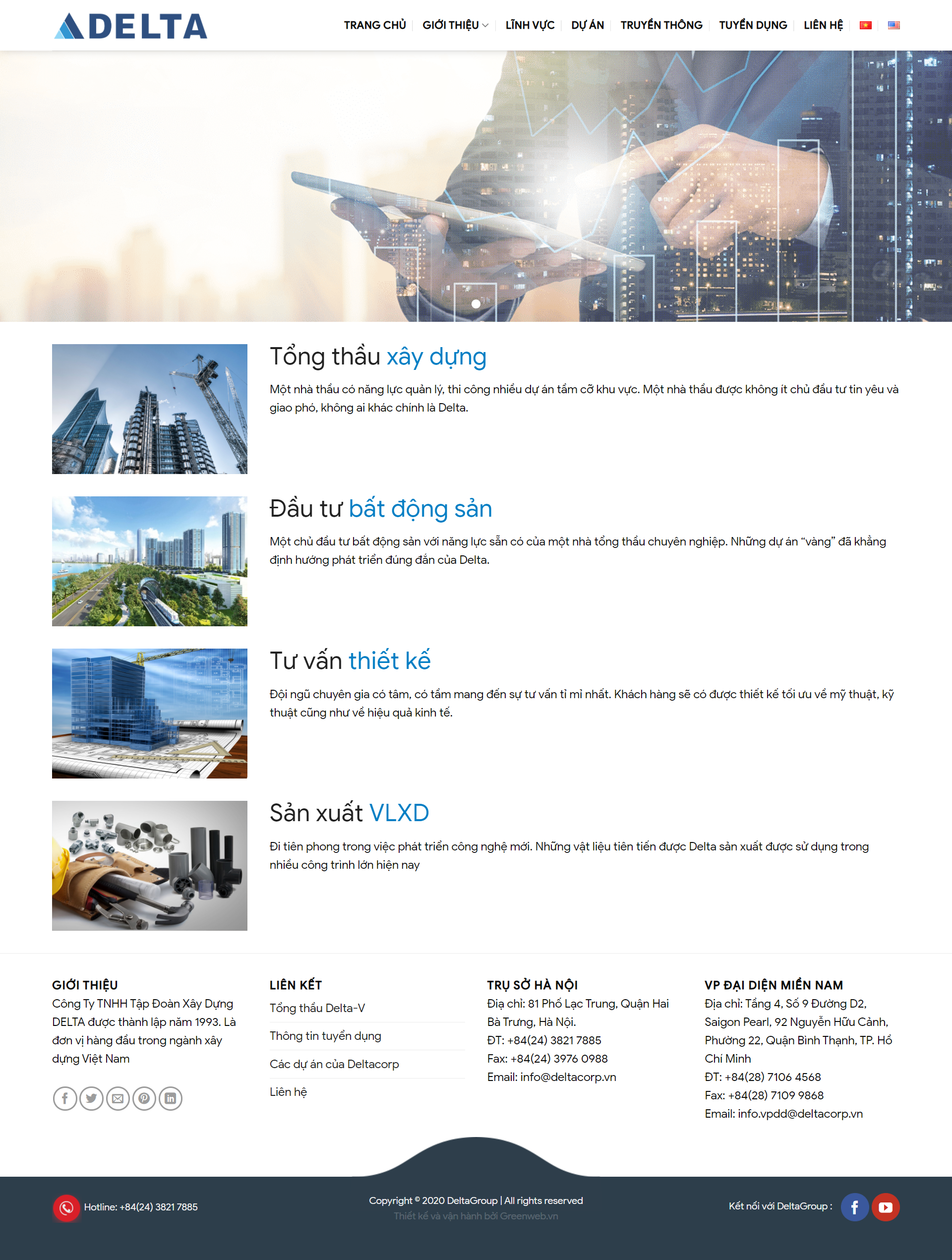 Thiết kế Web xây dựng deltacorp.vn