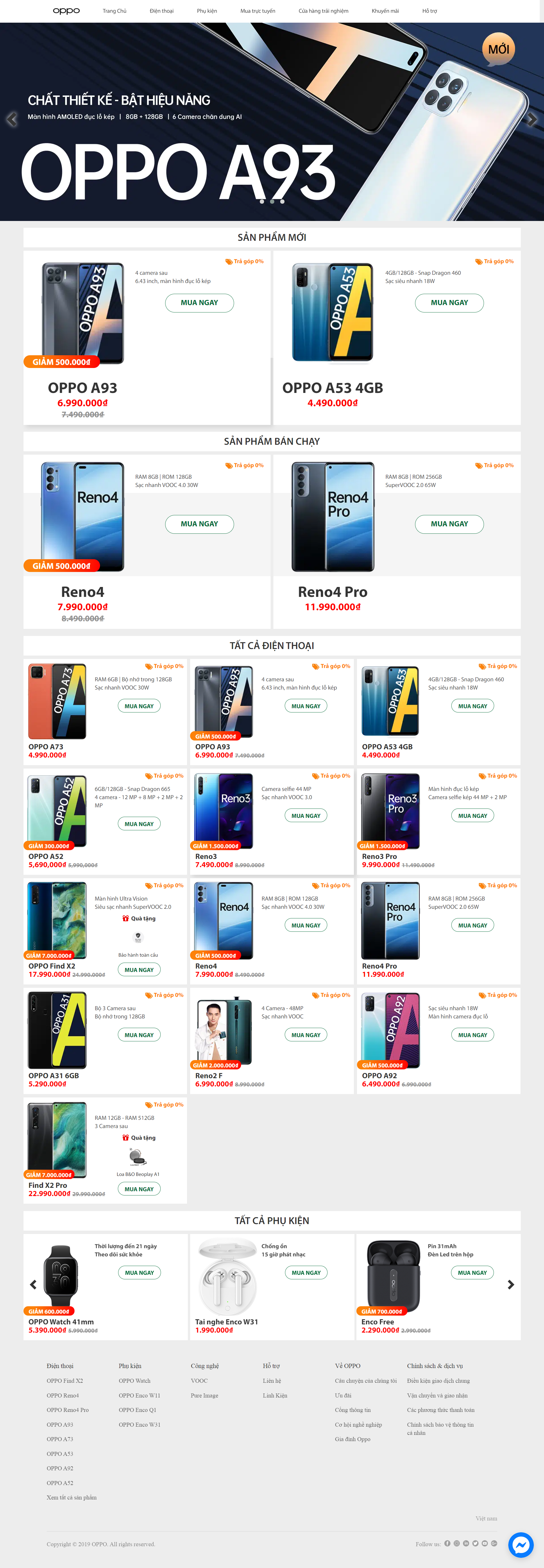 Thiết kế Web bán điện đoại di động shop.oppomobile.vn