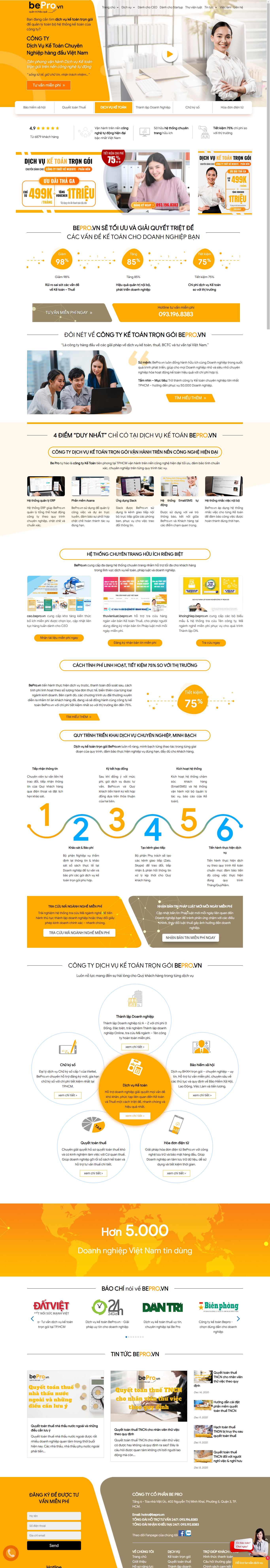 Thiết kế Web kế toán bepro.vn