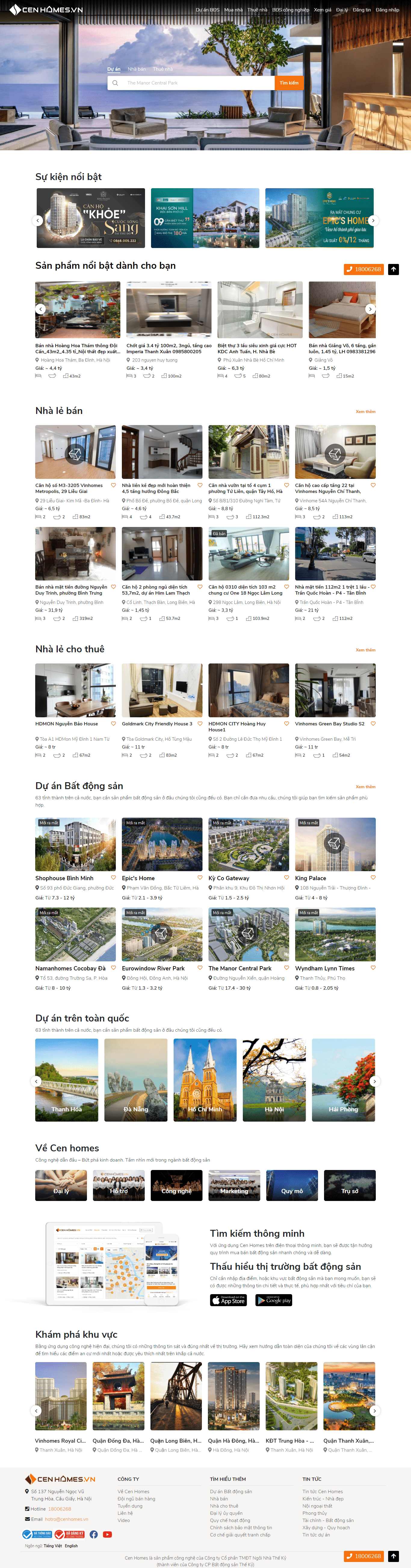 Thiết kế Web bất động sản cenhomes.vn