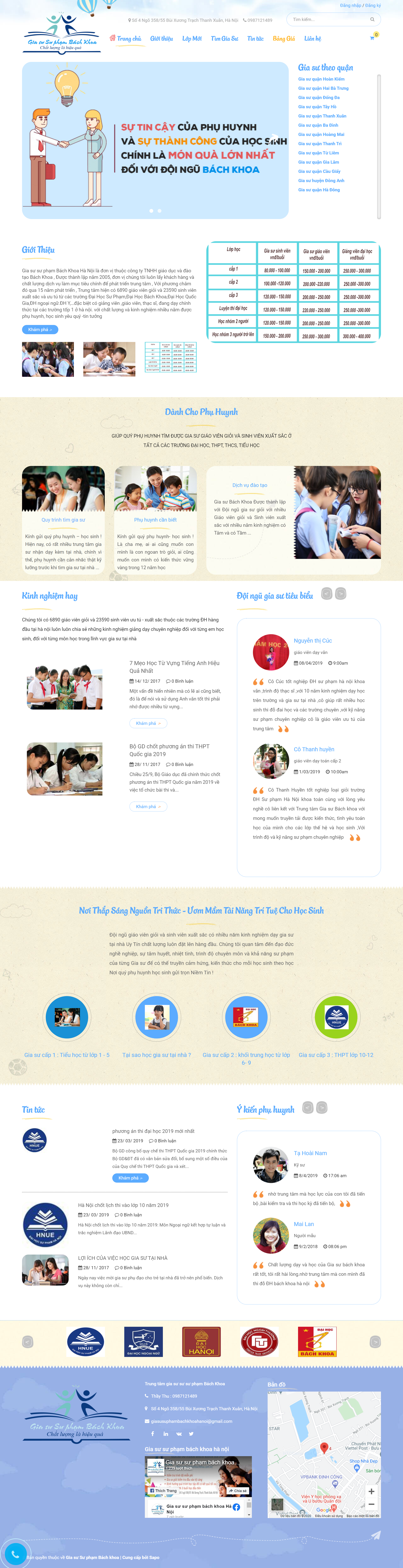 Thiết kế Web gia sư giasusuphambachkhoa.com.vn