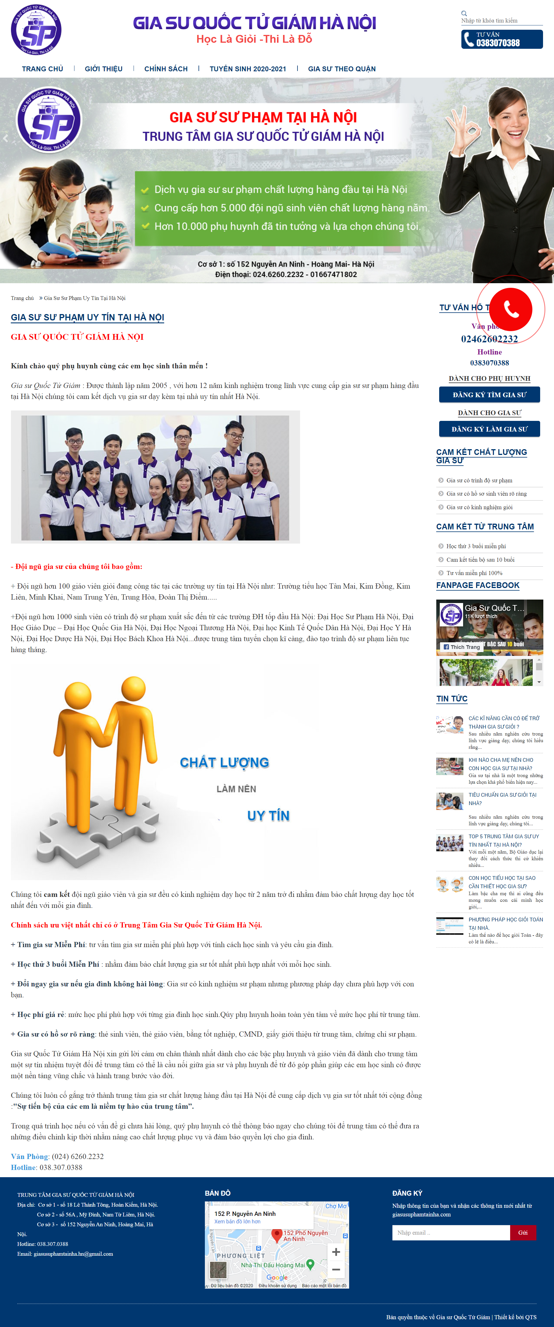 Thiết kế Web gia sư giasusuphamtainha.com