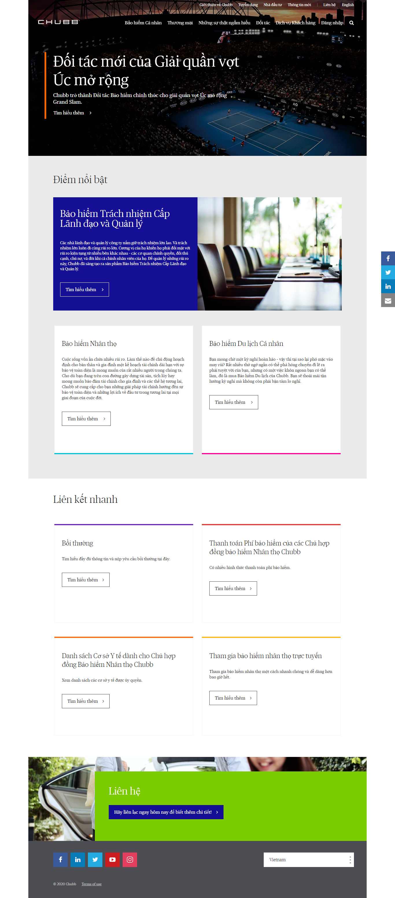 Thiết kế Web tài chính chubb.com