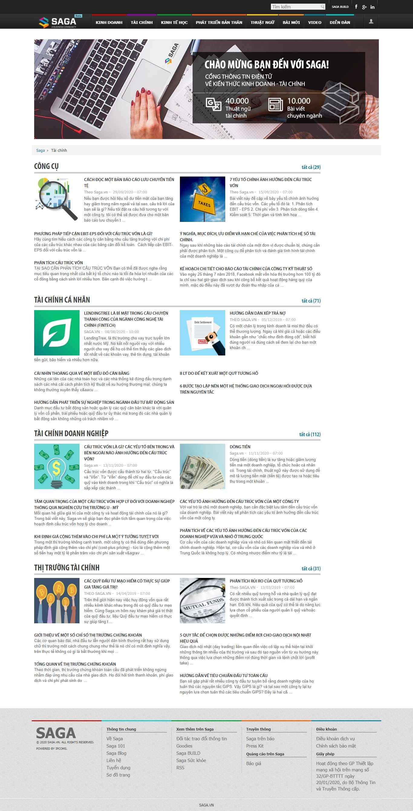 Thiết kế Web tài chính saga.vn