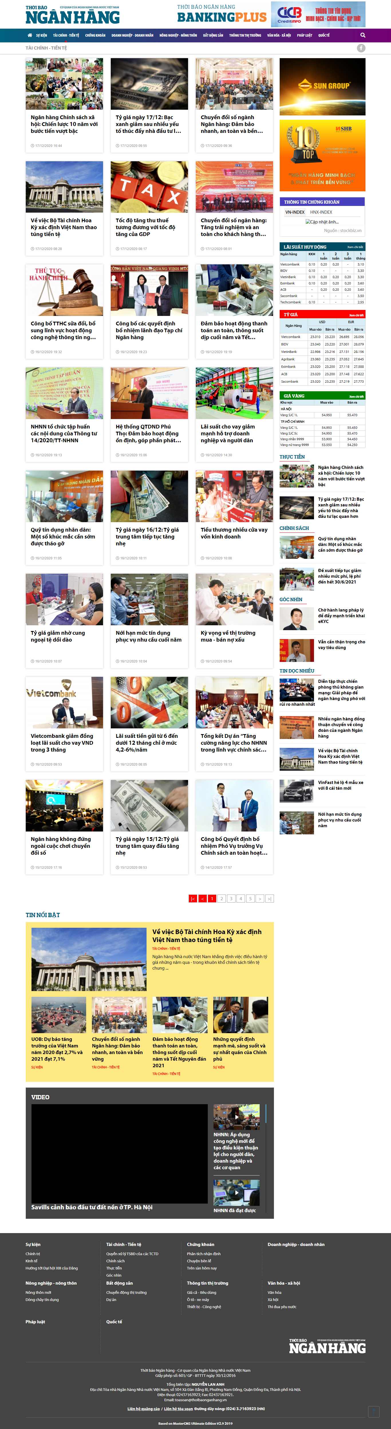 Thiết kế Web tài chính thoibaonganhang.vn