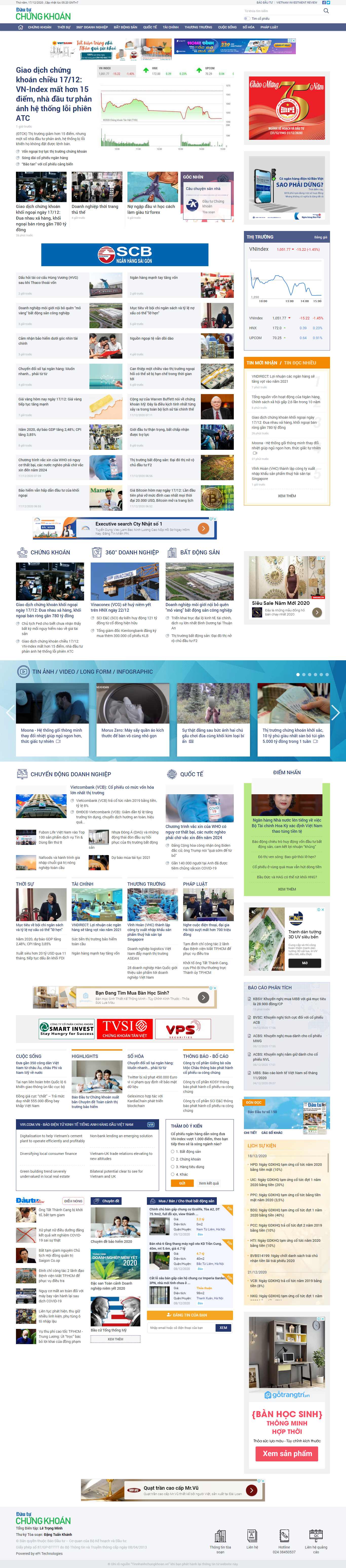 Thiết kế Web chứng khoán tinnhanhchungkhoan.vn