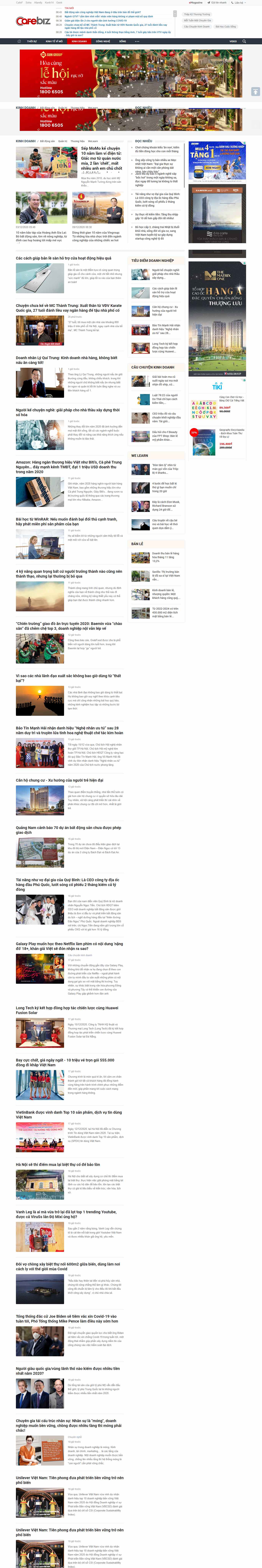 Thiết kế Web kinh doanh online cafebiz.vn