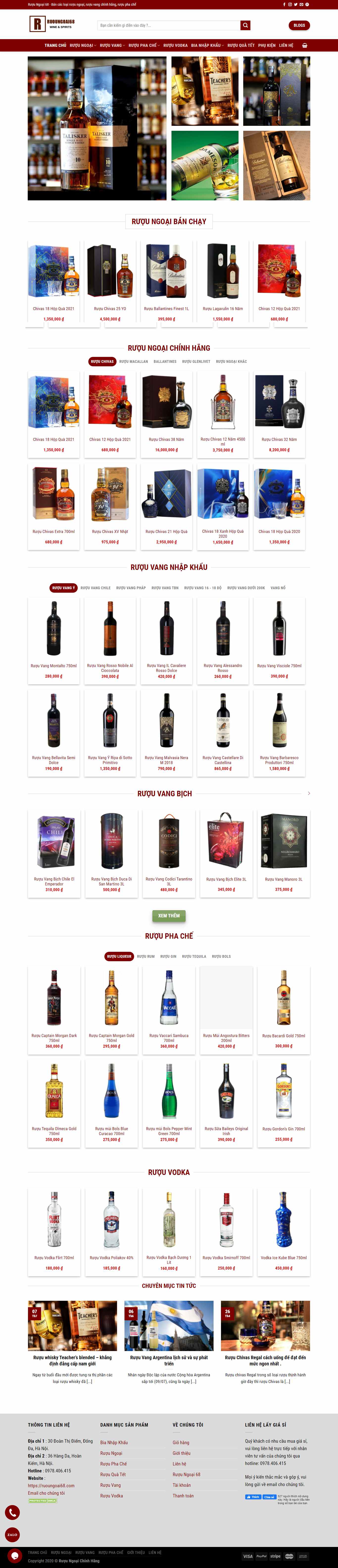 Thiết kế Web bán rượu bia ruoungoai68.com