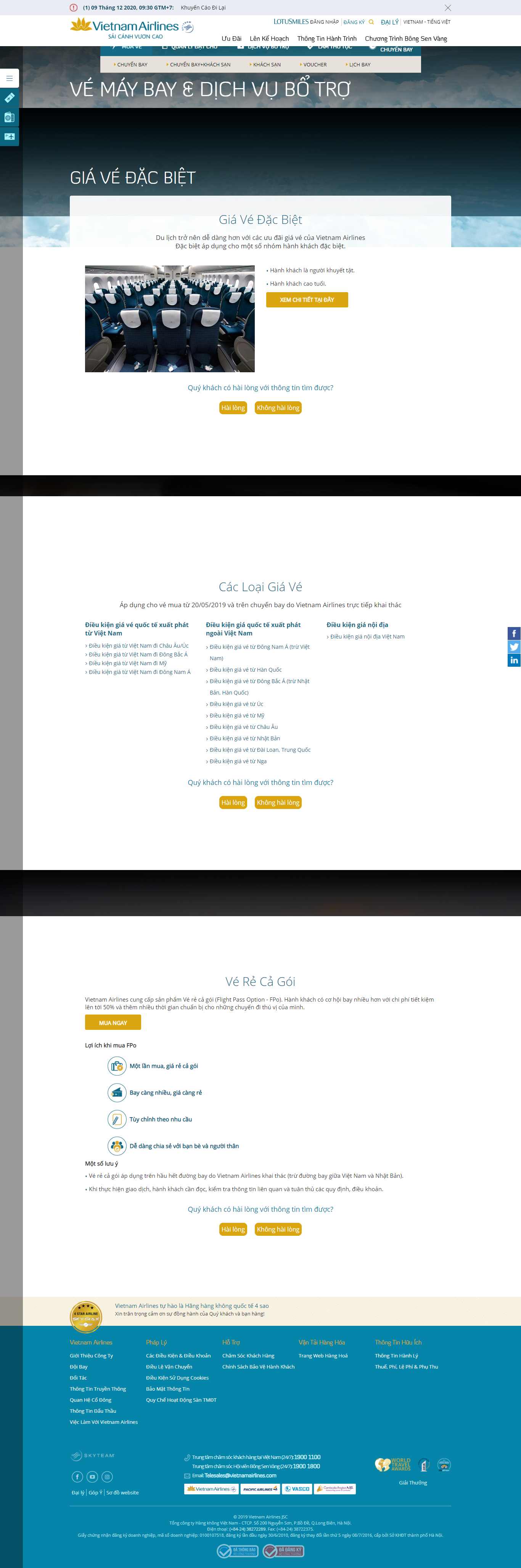 Thiết kế Web vé máy bay giá rẻ vietnamairlines.com