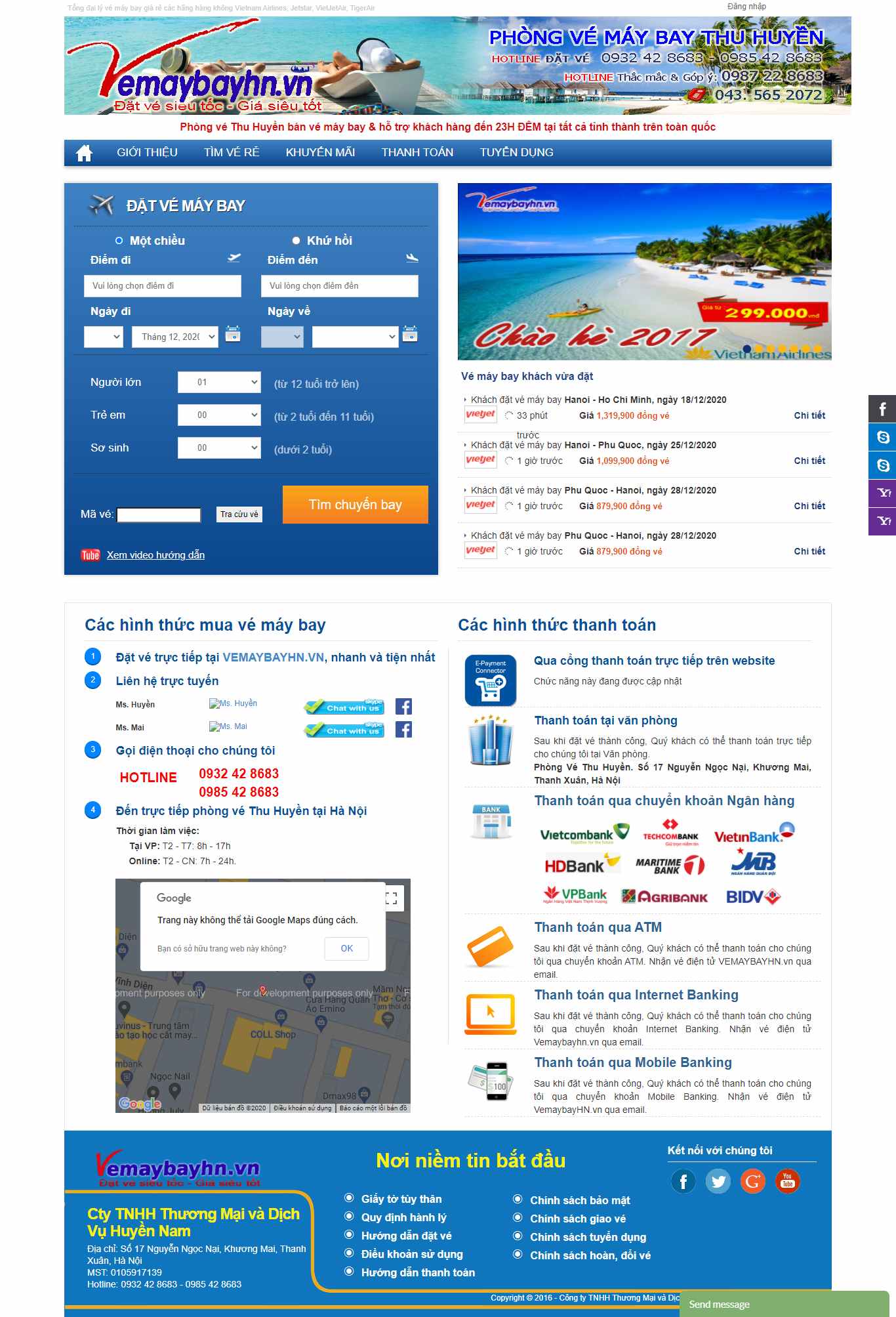 Thiết kế Web vé máy bay giá rẻ vemaybayhn.vn