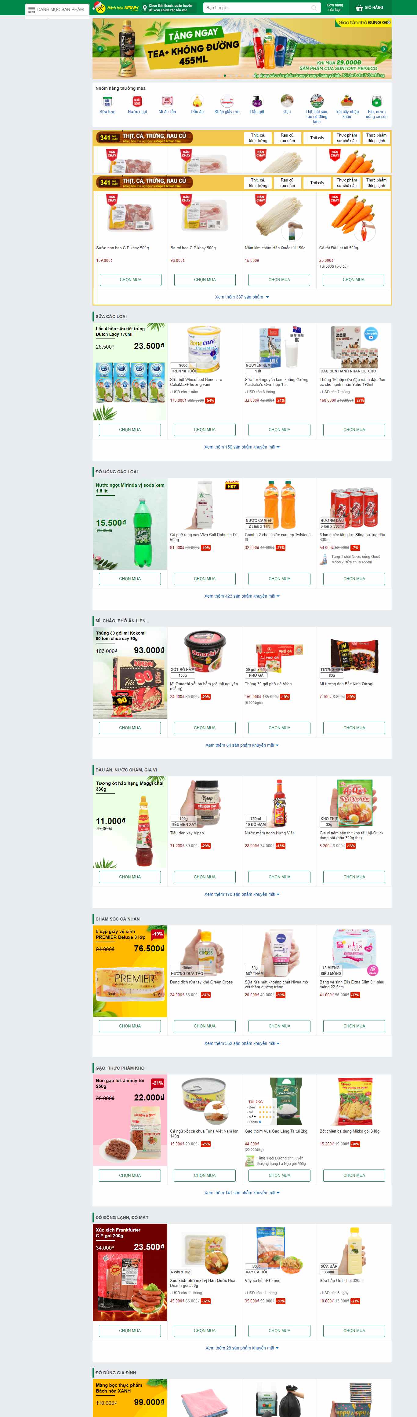 Thiết kế Web cửa hàng bachhoaxanh.com