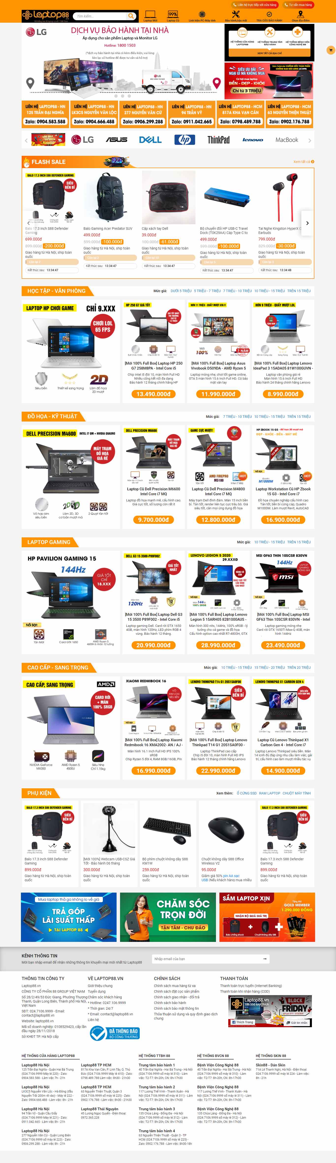 Thiết kế Web cửa hàng laptop88.vn