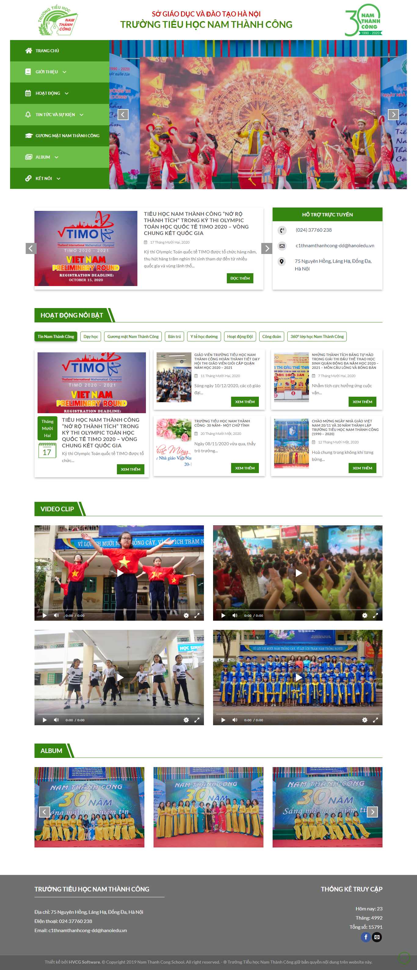 Thiết kế Web trường cấp 1 thnamthanhcong.edu.vn